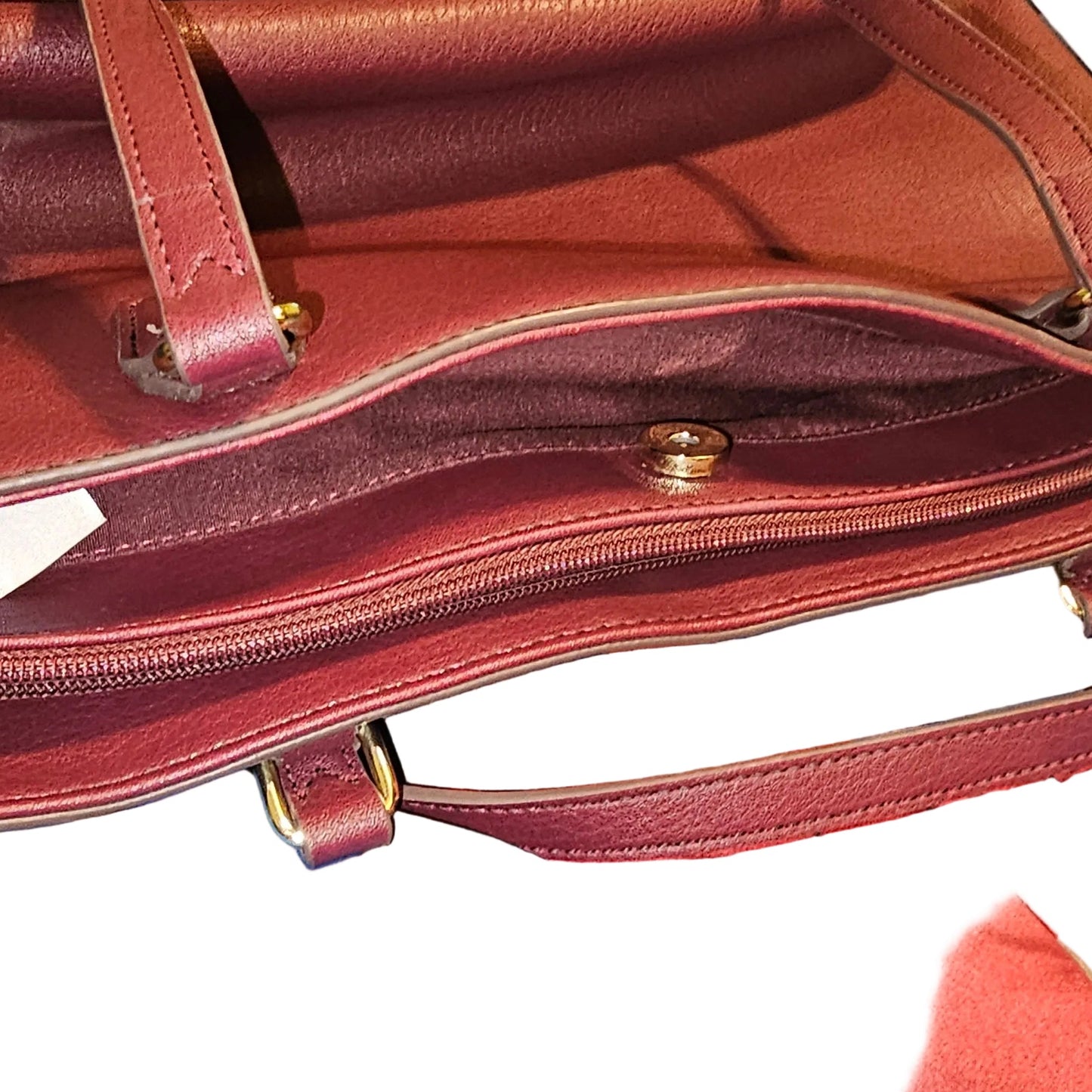 Liz Claiborne Burgundy Pebble Grain Leather Tote Bag Purse Large Shoulder Satchel