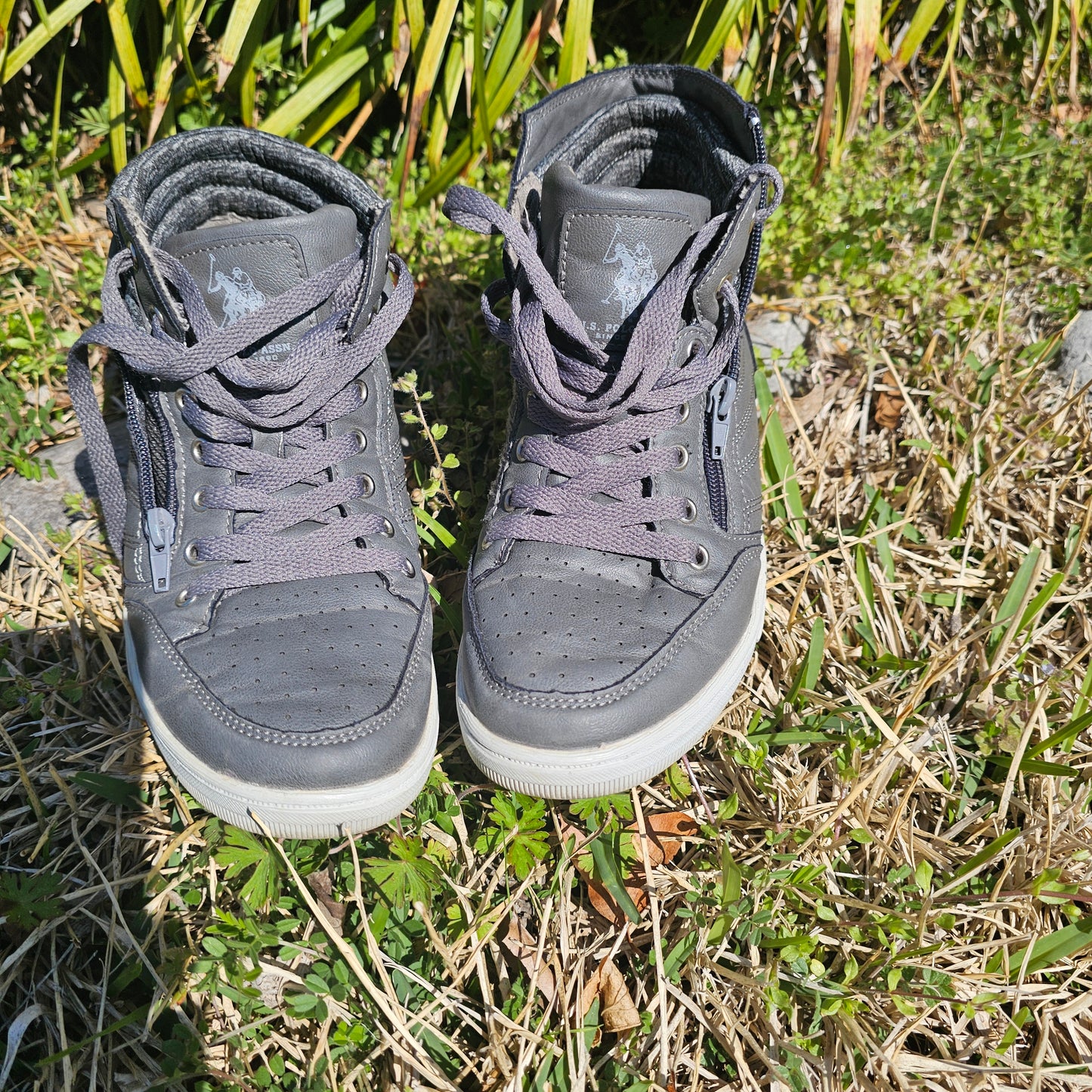 U.S. Polo Assn. Men's High Top Sneakers Grey Zipper Casual Shoes Size 8 NW1872 Streetwear