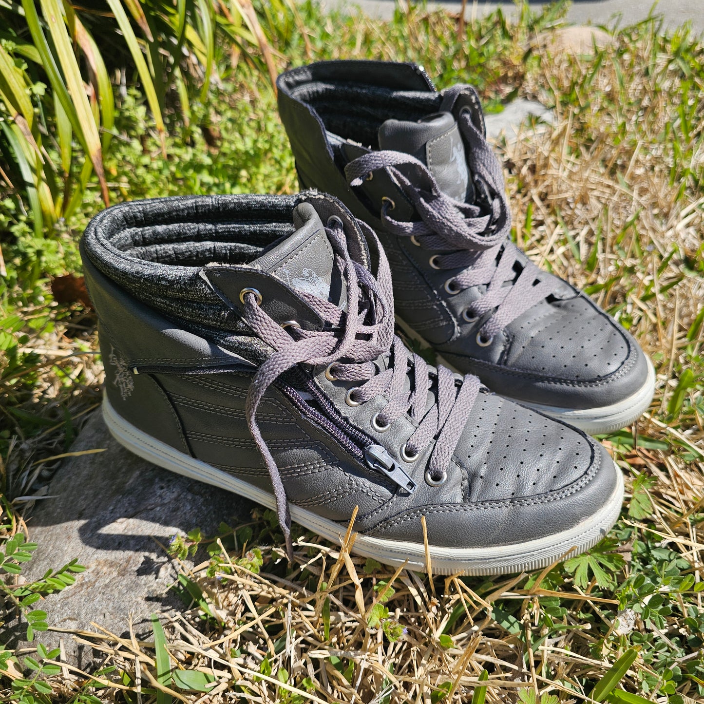 U.S. Polo Assn. Men's High Top Sneakers Grey Zipper Casual Shoes Size 8 NW1872 Streetwear
