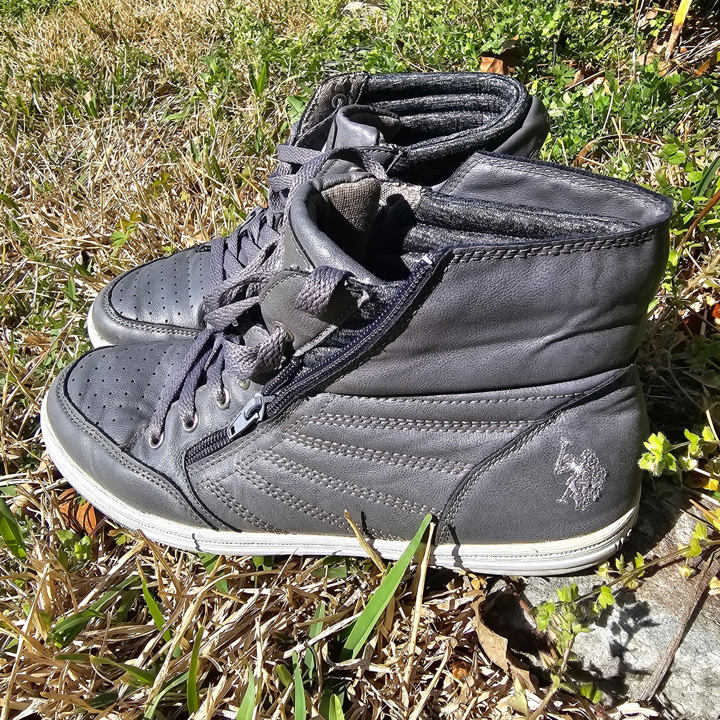 U.S. Polo Assn. Men's High Top Sneakers Grey Zipper Casual Shoes Size 8 NW1872 Streetwear