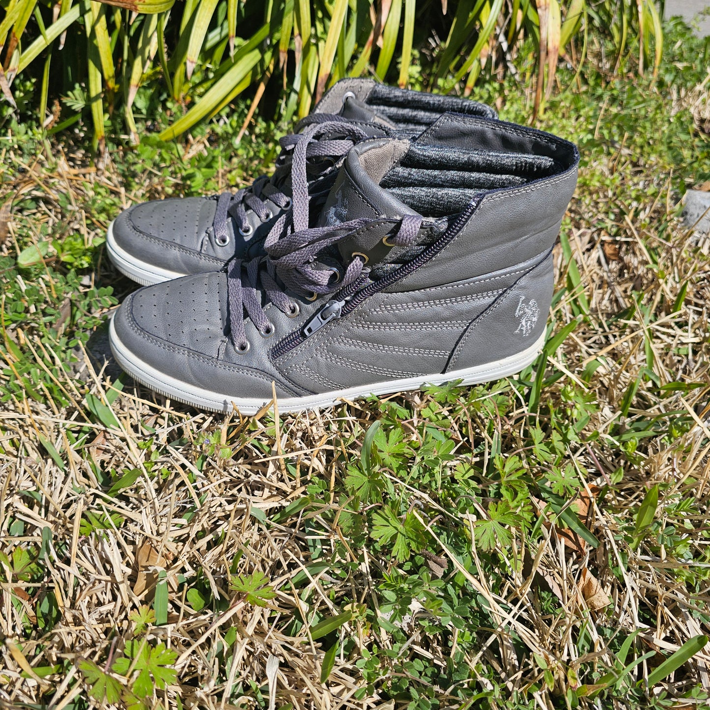 U.S. Polo Assn. Men's High Top Sneakers Grey Zipper Casual Shoes Size 8 NW1872 Streetwear