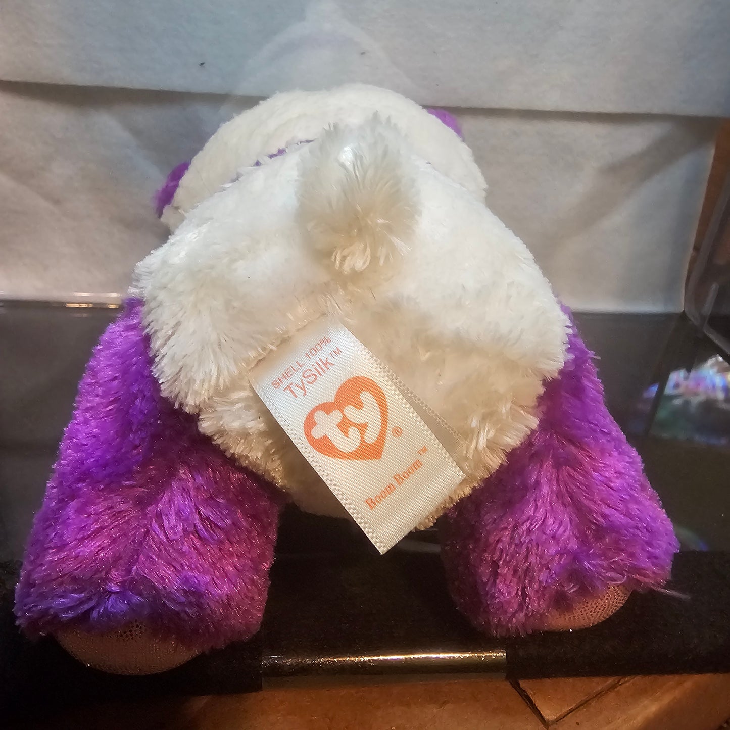 Ty Beanie Boos Boom Boom the Panda Purple White 6" Plush - No Heart Tag
