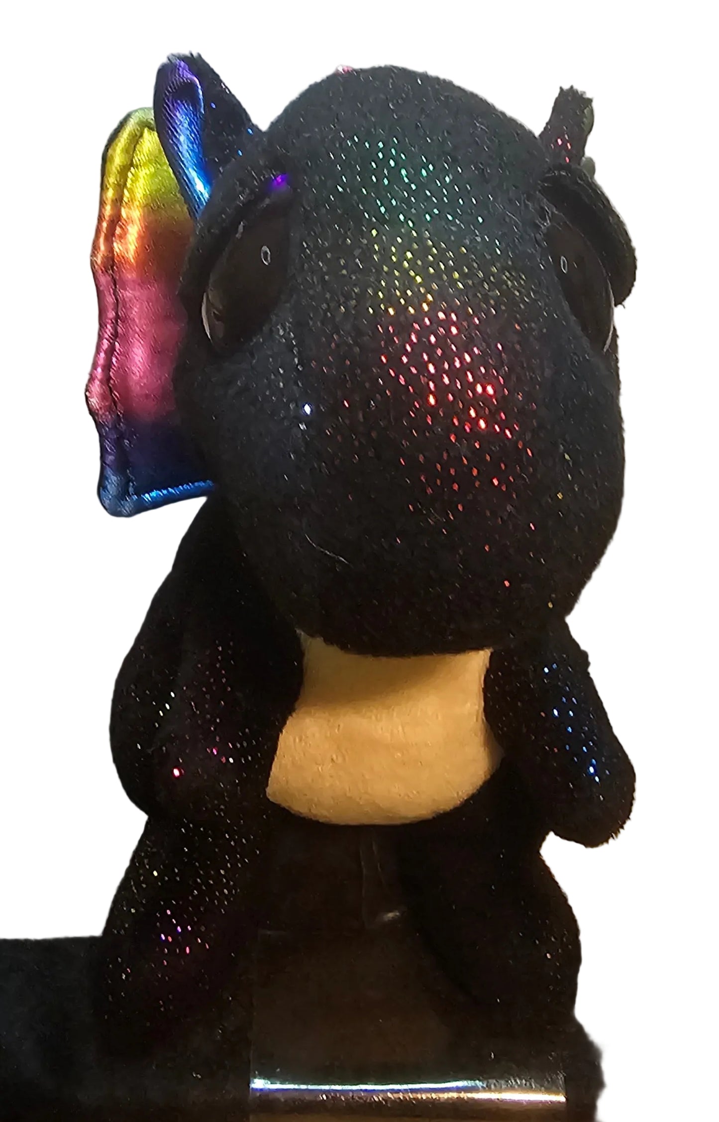 Ty Beanie Boos Anora the Dragon 6" Black Sparkle Rainbow Wings Plush Retired
