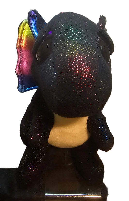 Ty Beanie Boos Anora the Dragon 6" Black Sparkle Rainbow Wings Plush Retired