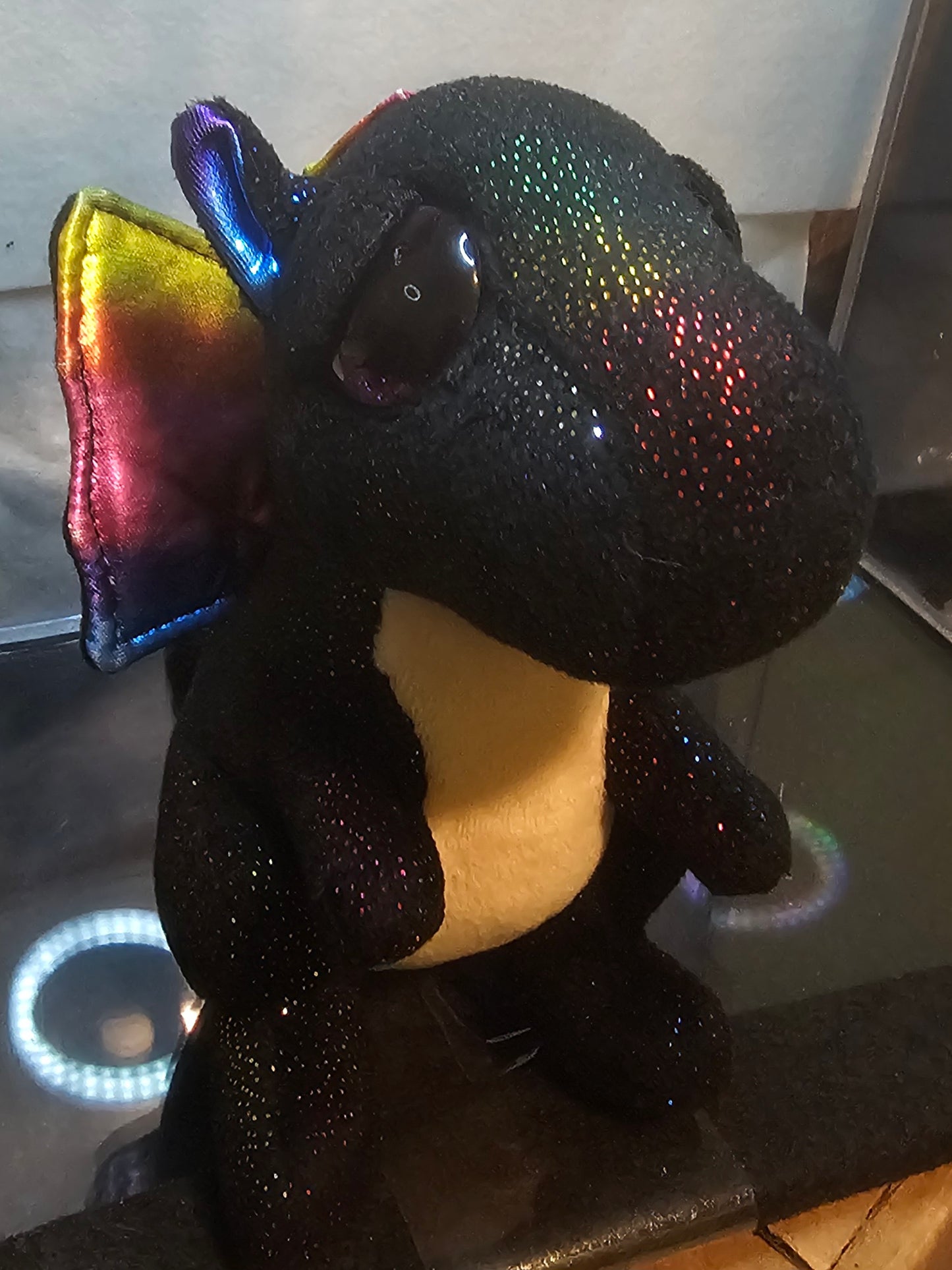 Ty Beanie Boos Anora the Dragon 6" Black Sparkle Rainbow Wings Plush Retired