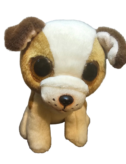 Ty Beanie Boos HUGO the Dog 6" Plush - Brown & White Bulldog Gold Glitter Eyes MWMT