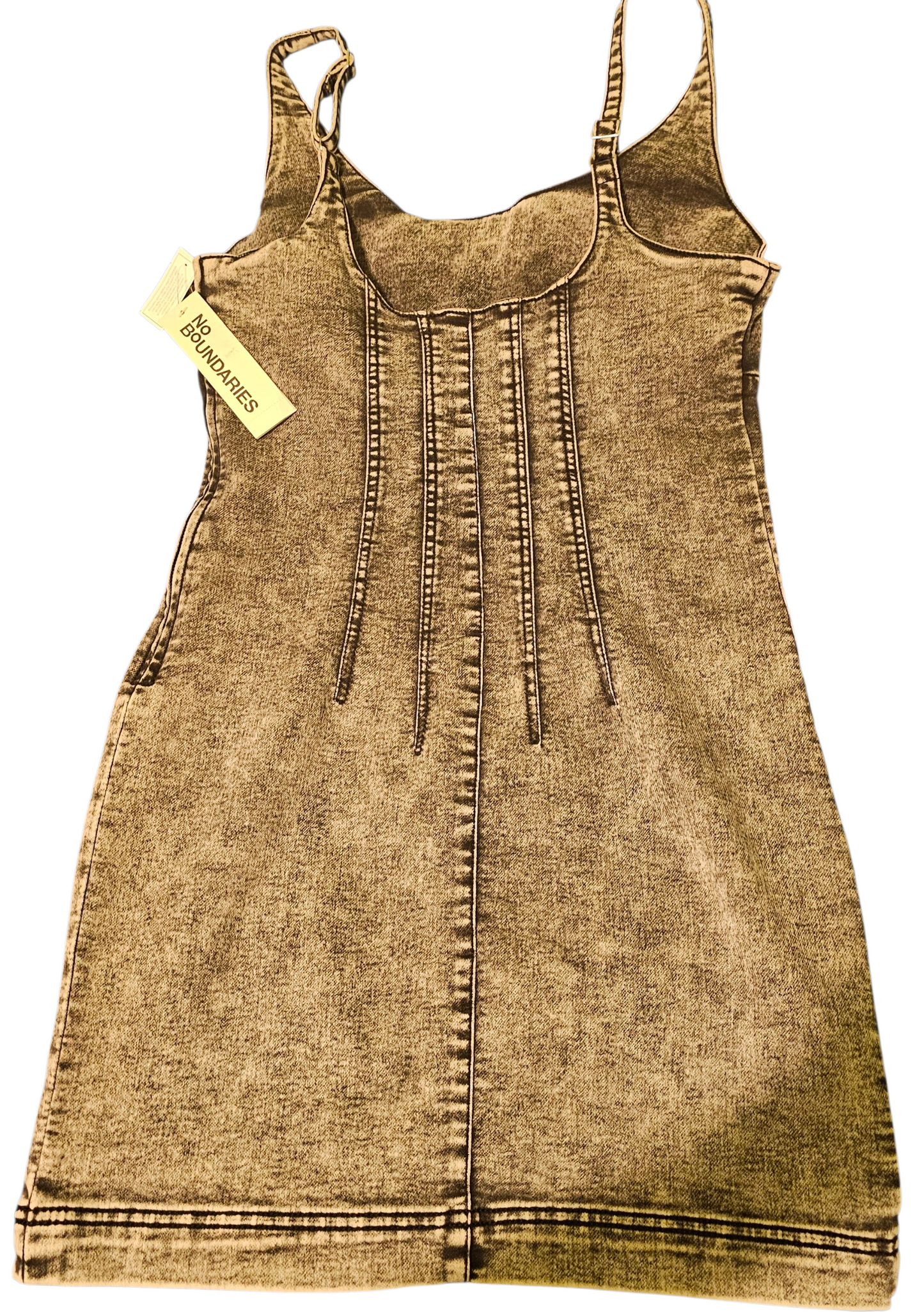 No Boundaries NWT Grey Wash Scoop Neck Denim Mini Dress Women's Small 4-6