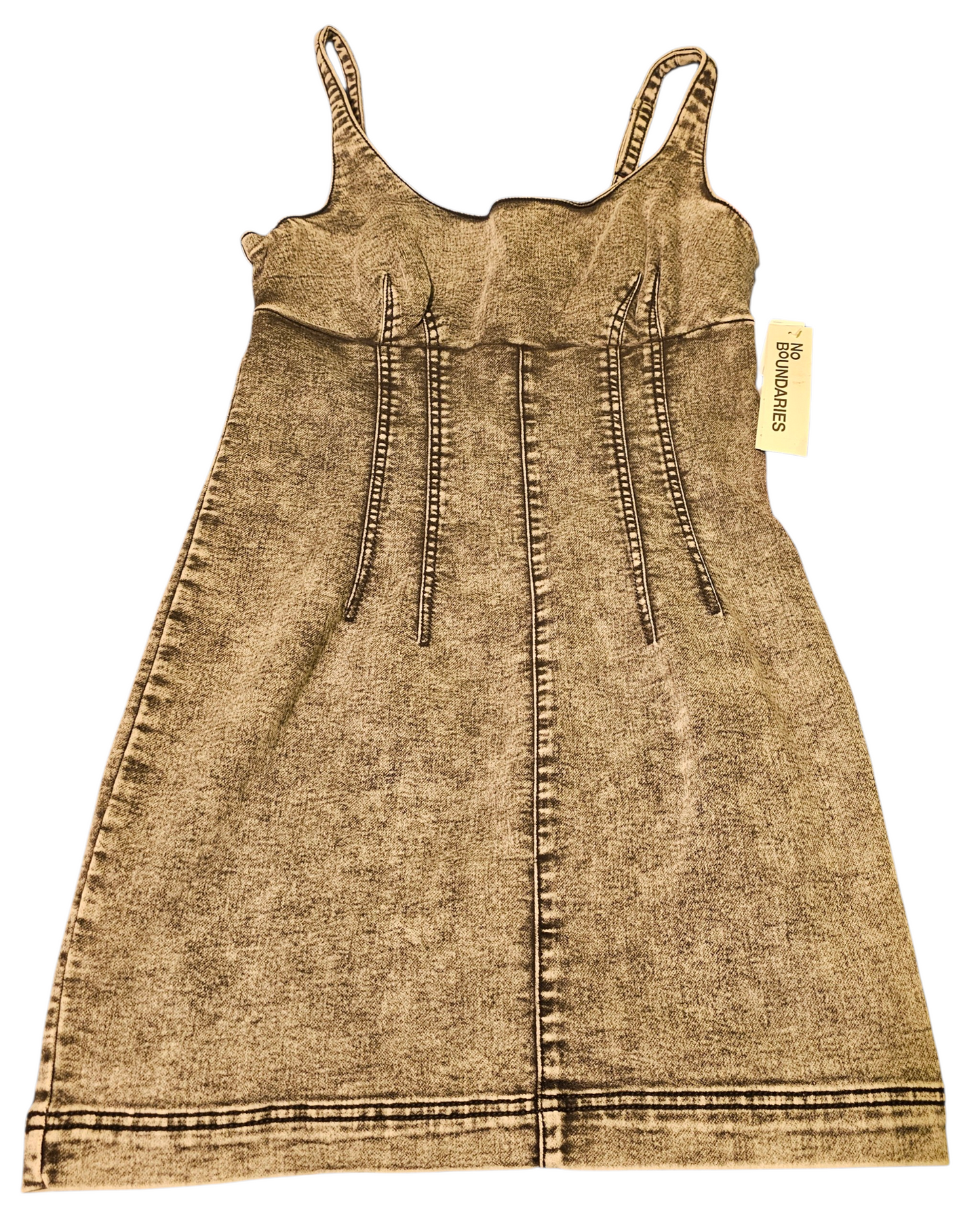 No Boundaries NWT Grey Wash Scoop Neck Denim Mini Dress Women's Small 4-6