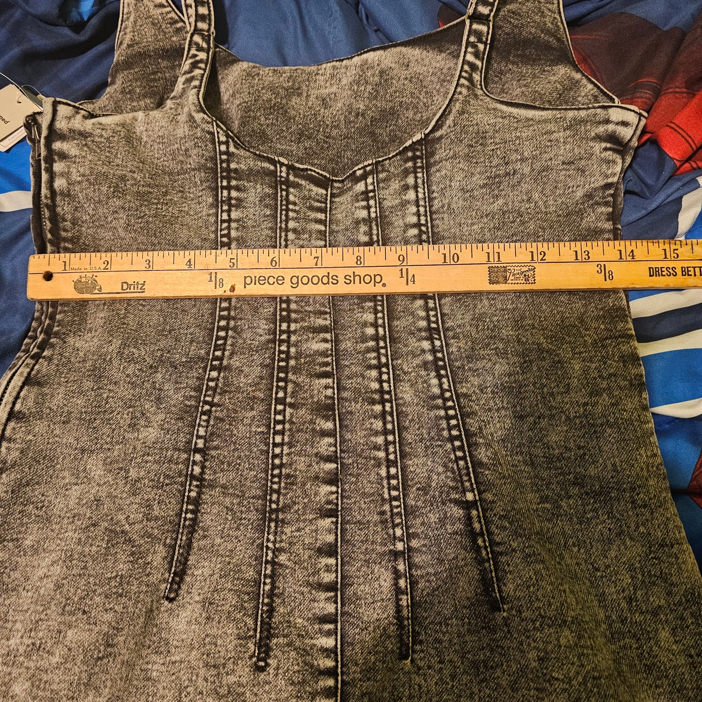 No Boundaries NWT Grey Wash Scoop Neck Denim Mini Dress Women's Small 4-6
