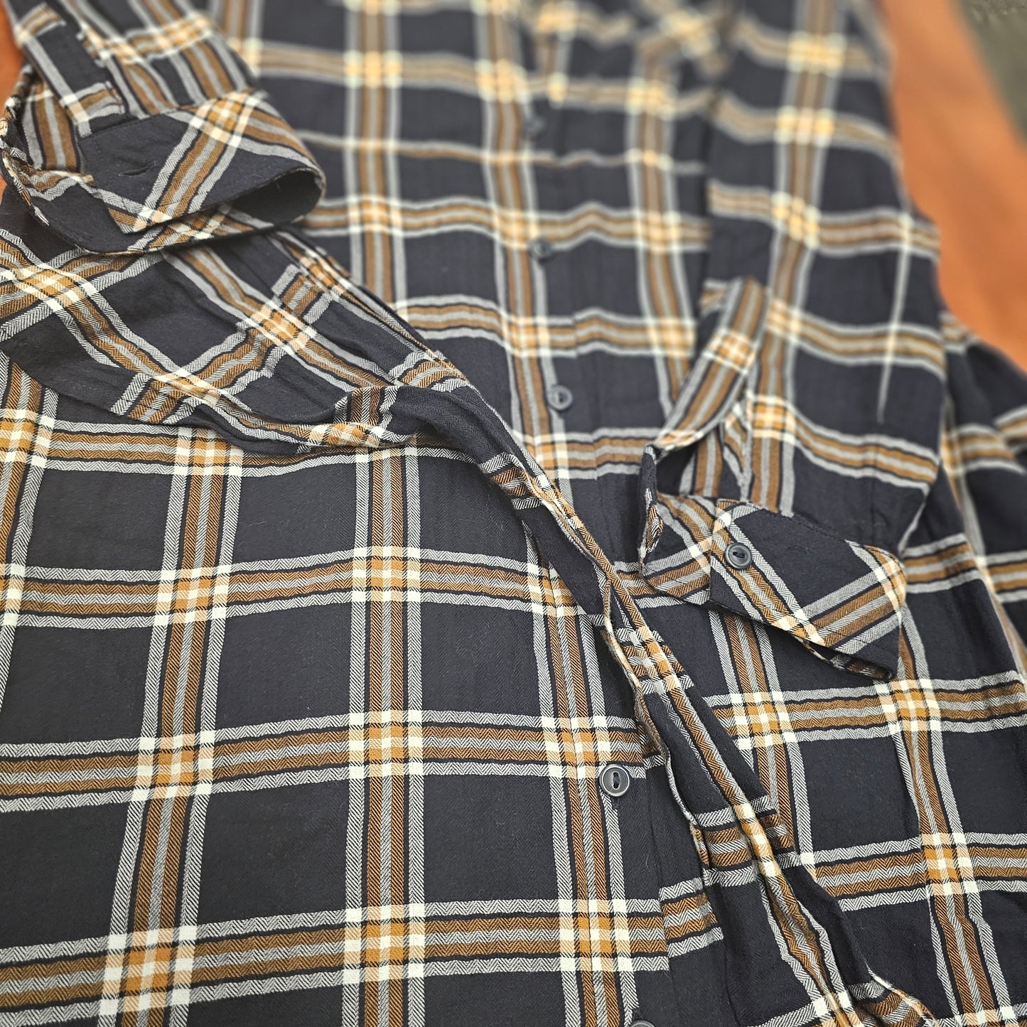 Sanctuary Plaid Shirt Dress Small Navy  Button Down Tie Waist Cotton Stretch