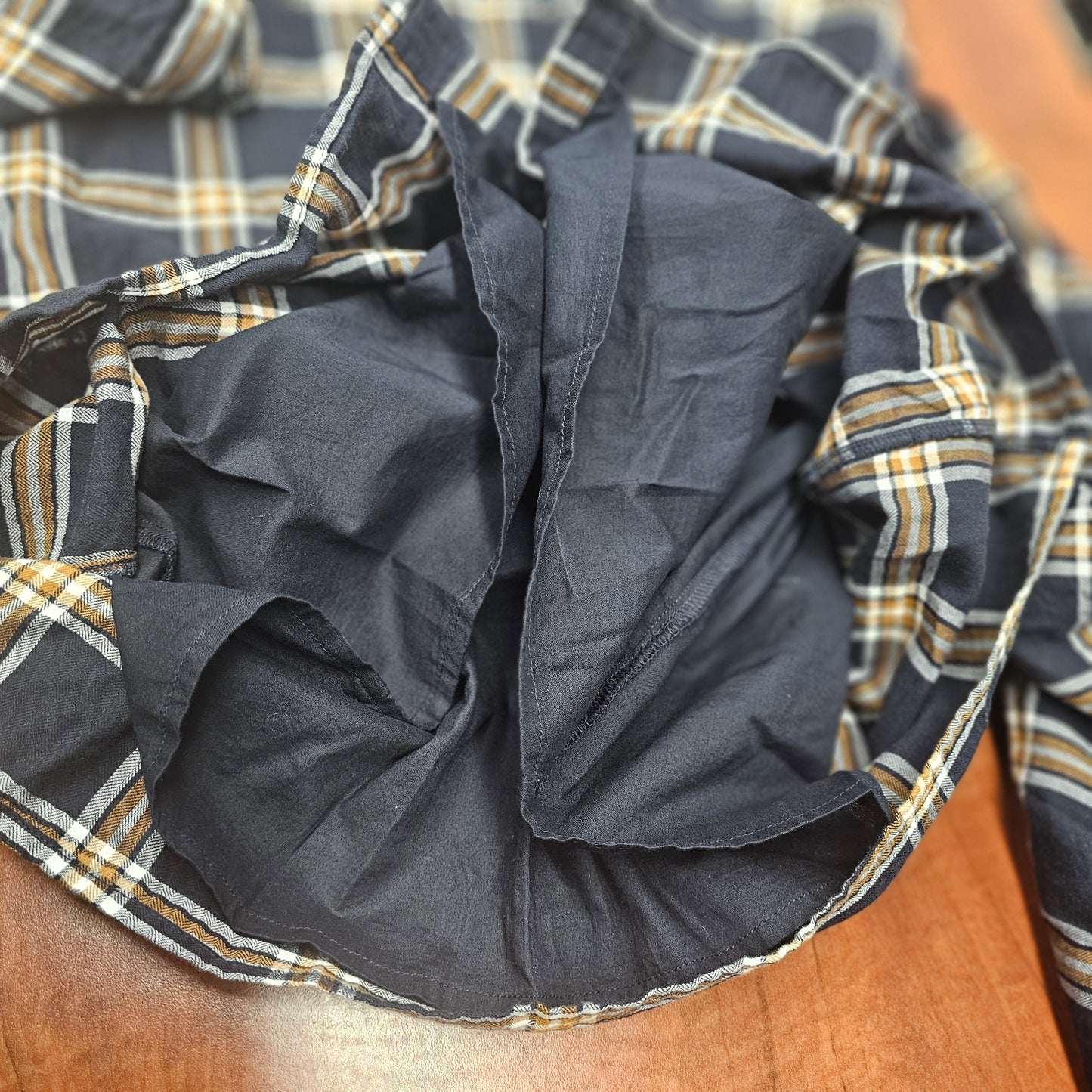 Sanctuary Plaid Shirt Dress Small Navy  Button Down Tie Waist Cotton Stretch