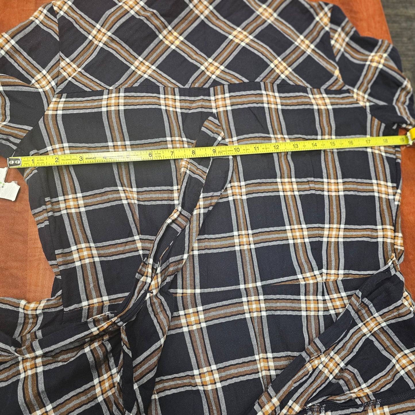 Sanctuary Plaid Shirt Dress Small Navy  Button Down Tie Waist Cotton Stretch