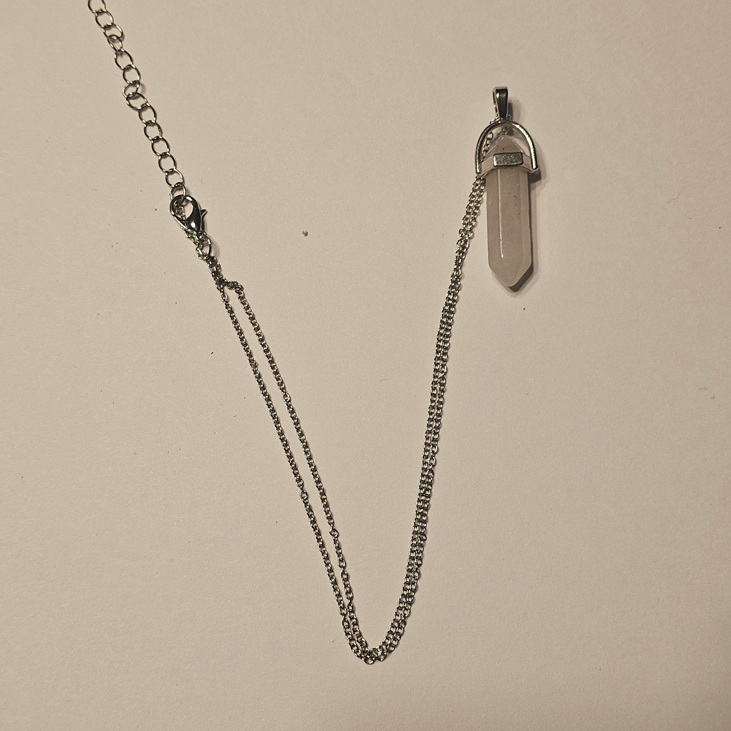Rose Quartz Point Pendant Necklace – Silver-Tone Crystal Bullet Necklace for Women