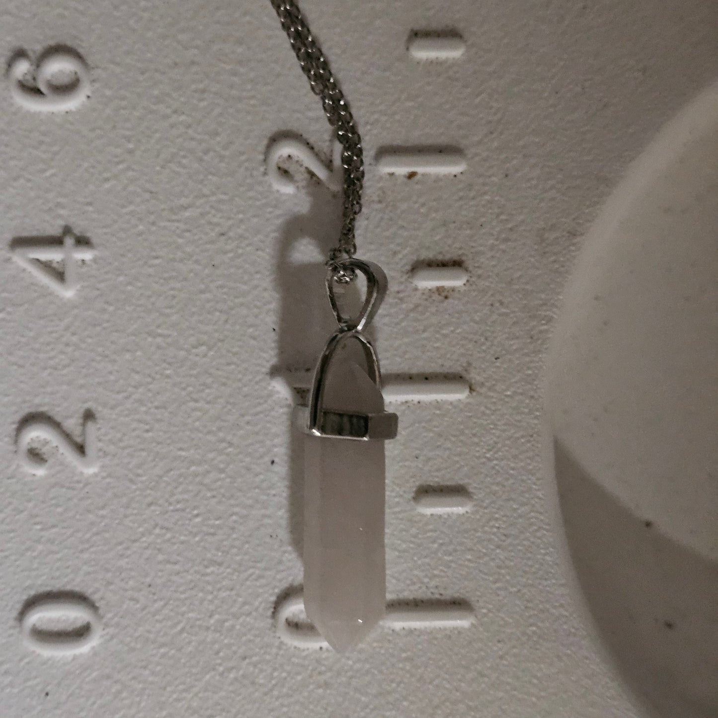 Rose Quartz Point Pendant Necklace – Silver-Tone Crystal Bullet Necklace for Women
