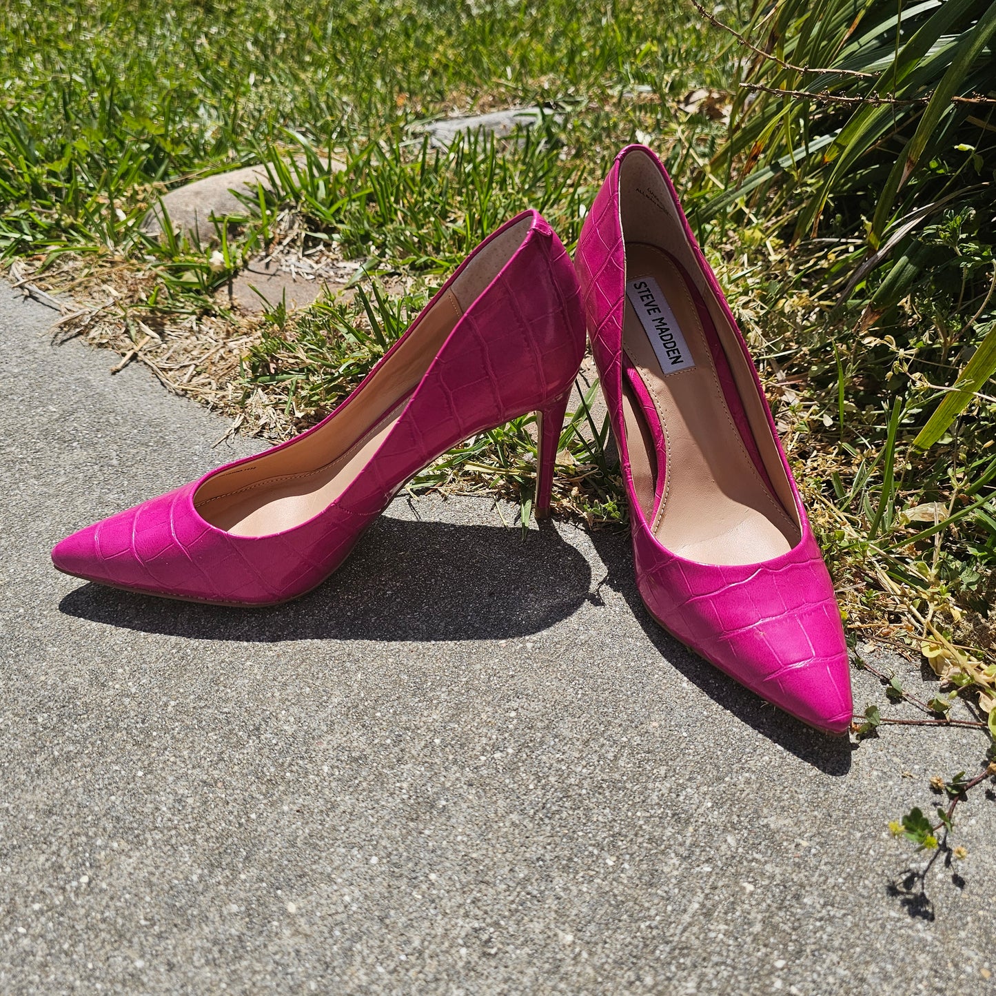 Steve Madden Hot Pink Croc Embossed Pointed Toe Stiletto Pumps - Women's Size 8