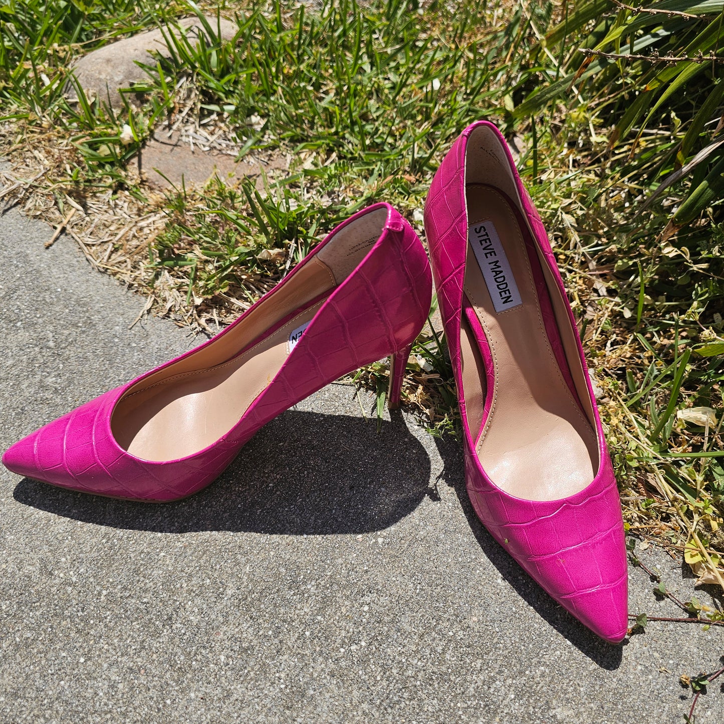 Steve Madden Hot Pink Croc Embossed Pointed Toe Stiletto Pumps - Women's Size 8