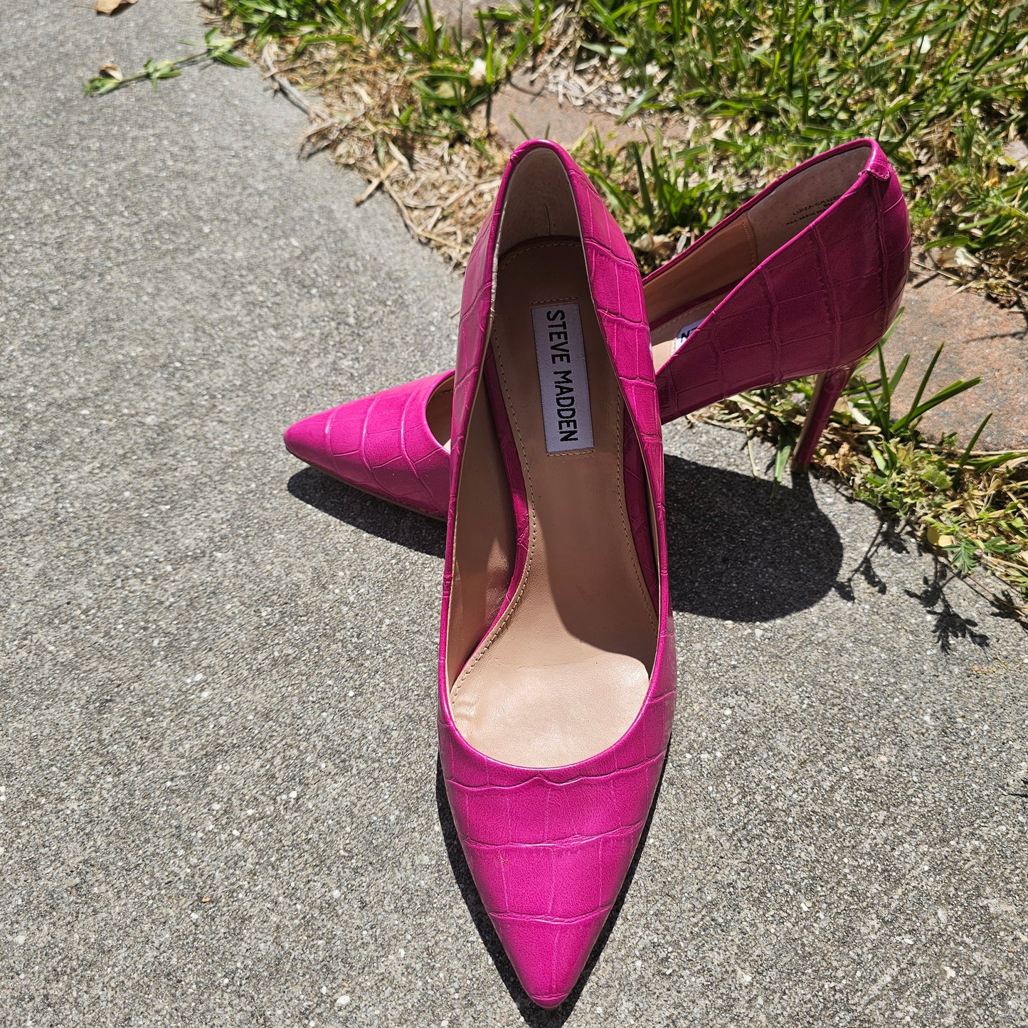 Steve Madden Hot Pink Croc Embossed Pointed Toe Stiletto Pumps - Women's Size 8