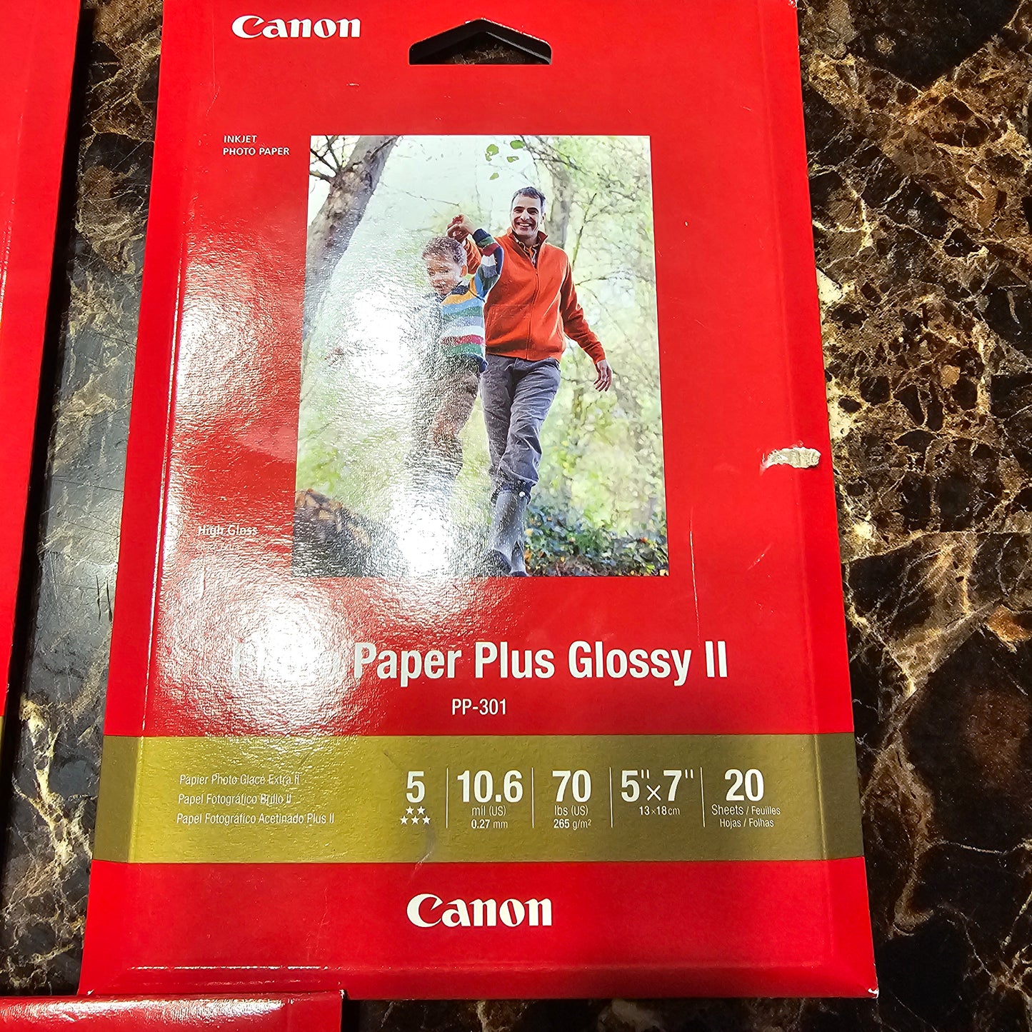 Lot of 3 Canon Photo Paper Plus Glossy II 5x7" 20 Sheets Each (60 Total) - PP-301