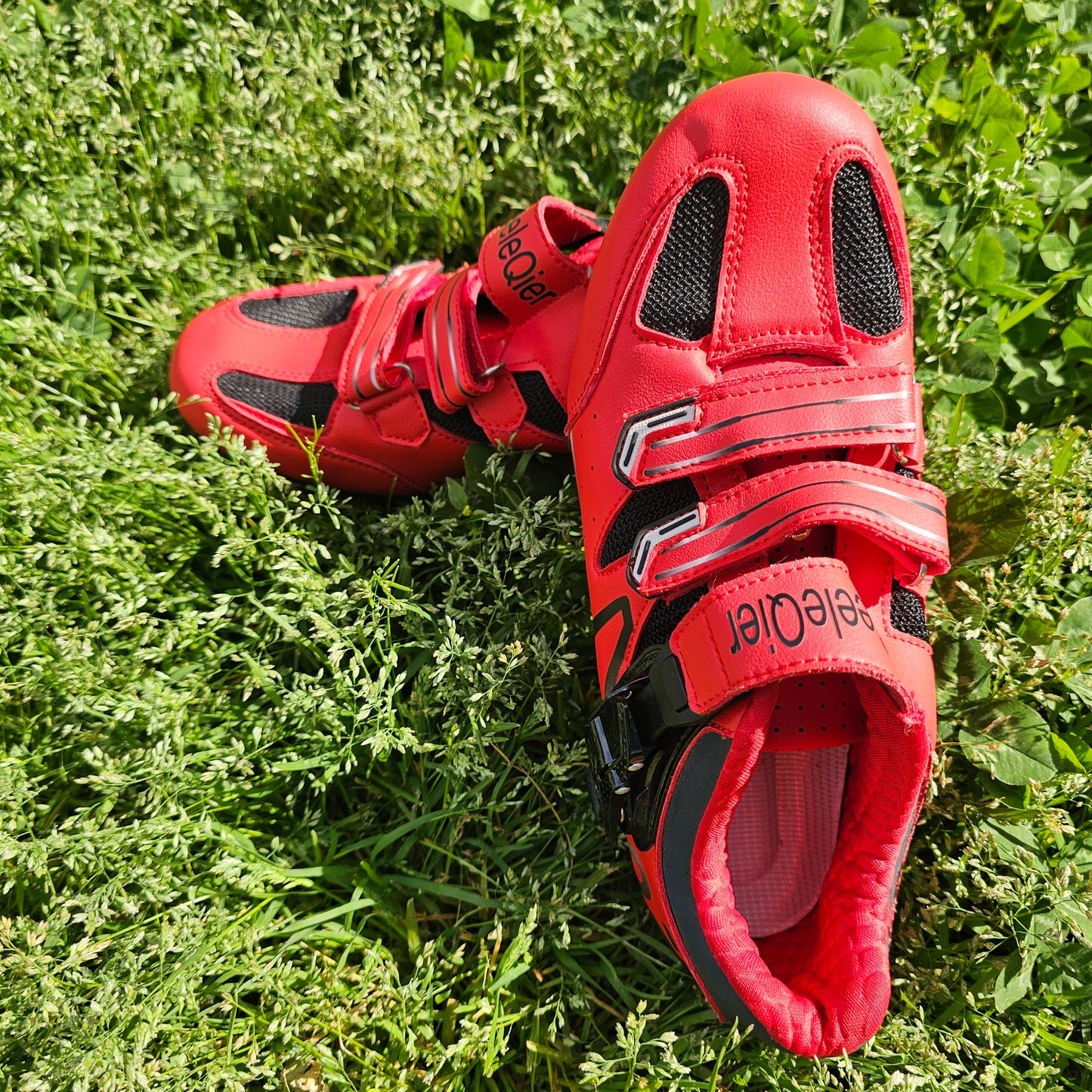 SeeleQier Men’s Women’s Cycling Shoes - Red/Orange Road Bike Shoes - Size 39