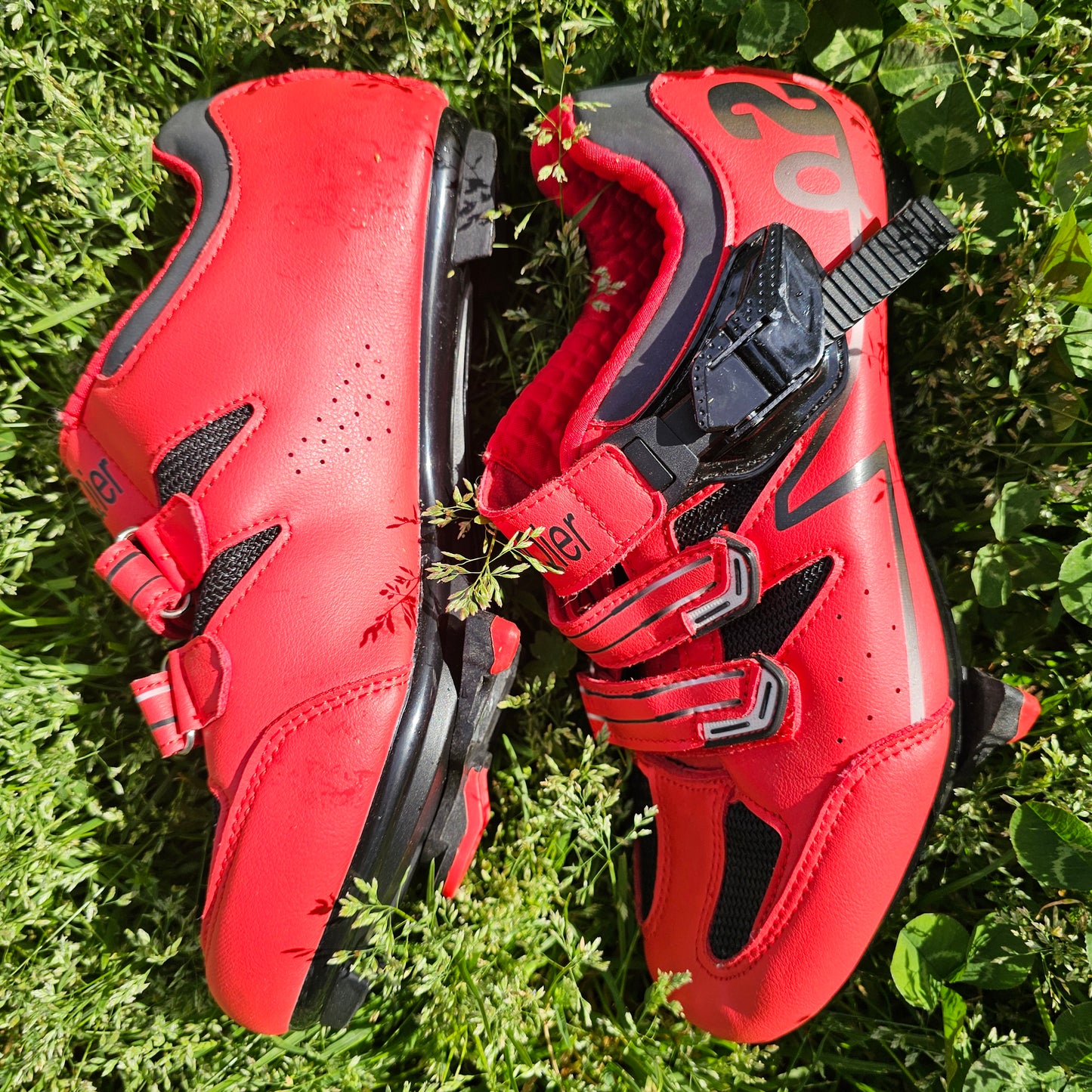 SeeleQier Men’s Women’s Cycling Shoes - Red/Orange Road Bike Shoes - Size 39