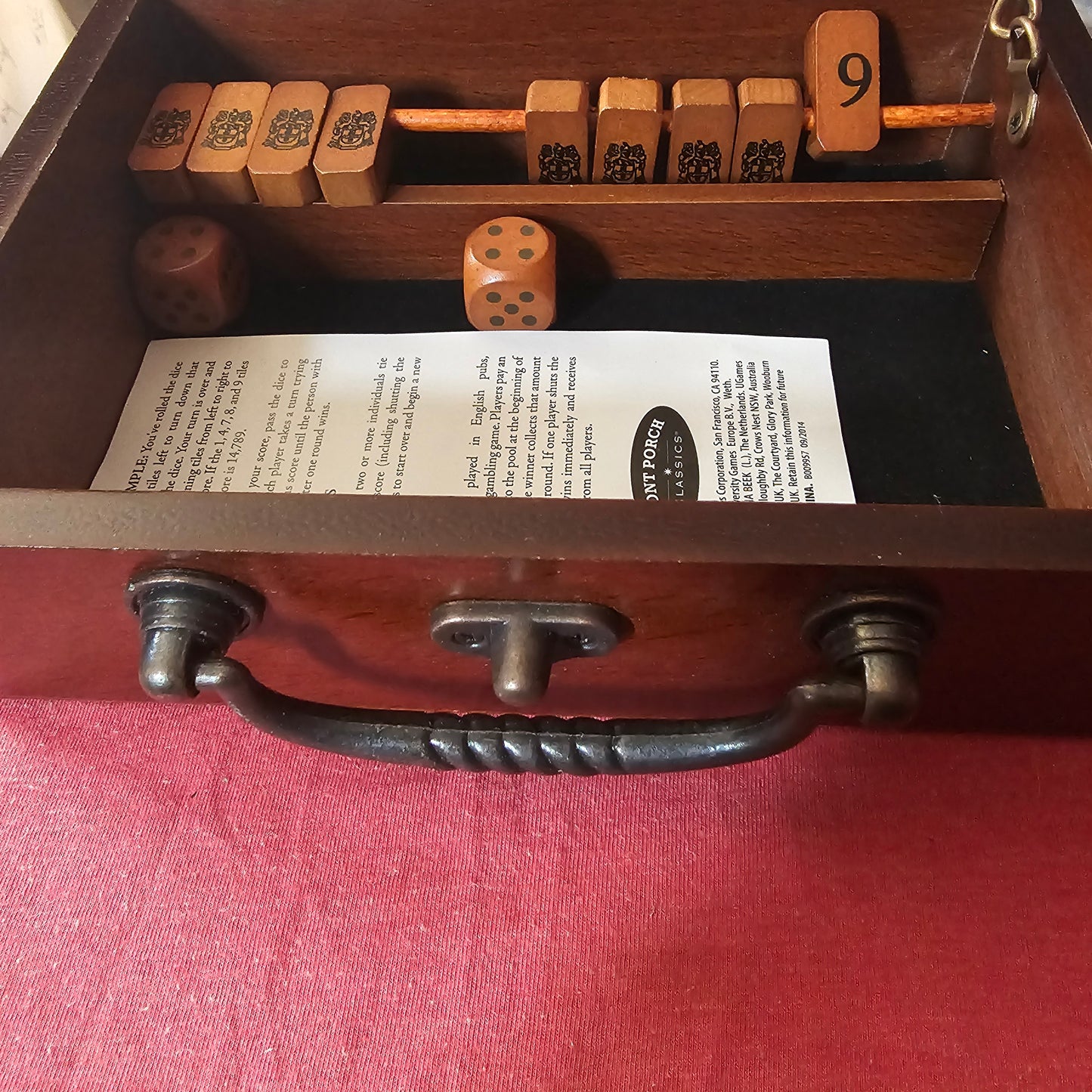 Front Porch Classics Shut-The-Box Wooden Dice Game Circa Edition Travel Case