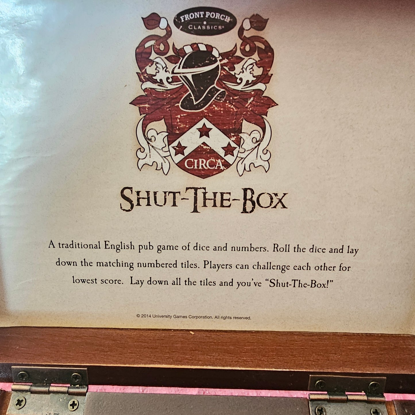 Front Porch Classics Shut-The-Box Wooden Dice Game Circa Edition Travel Case