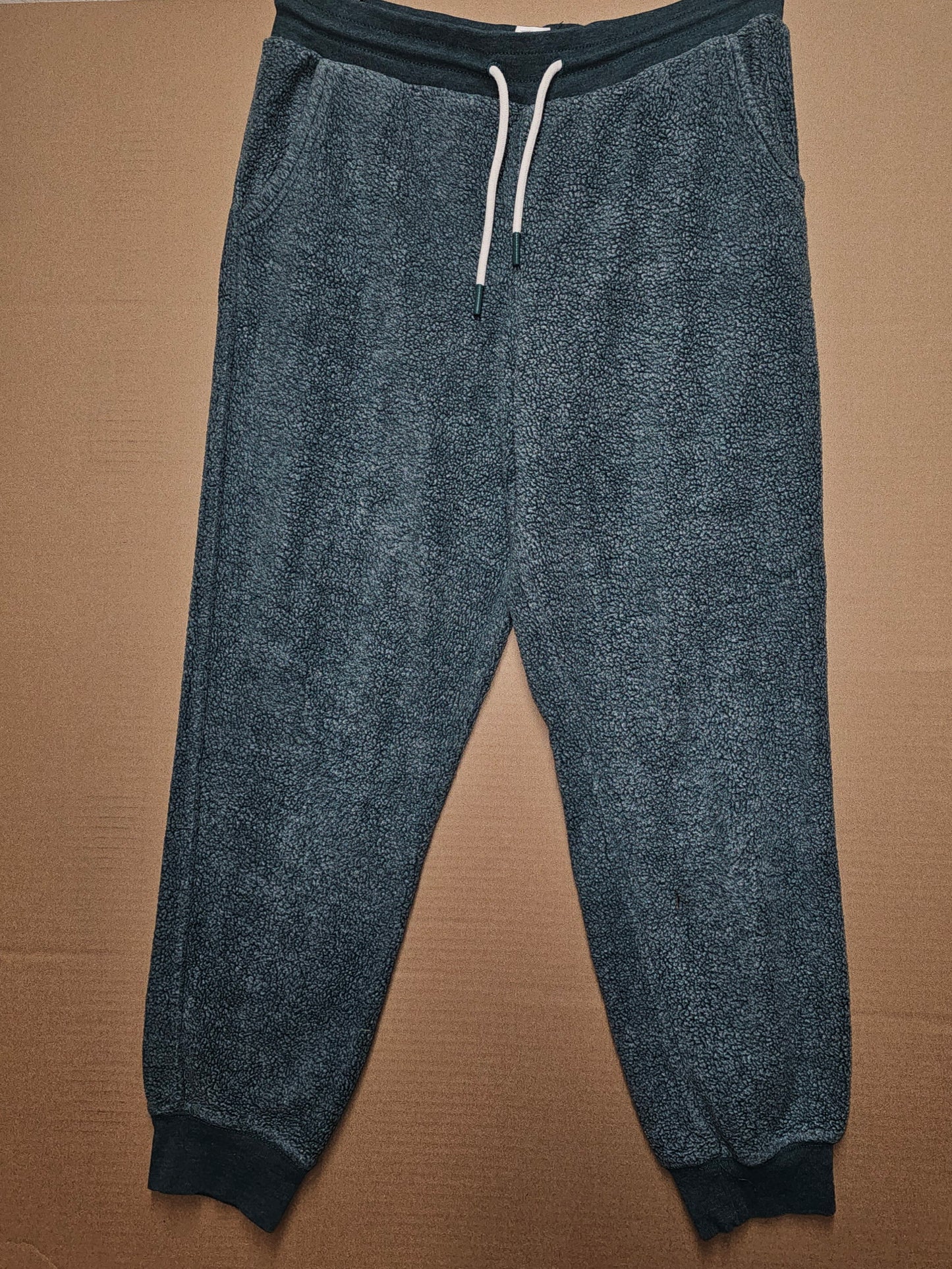 Member's Mark Astro Teal Reverse Fleece Jogger Pants Men's Size L Soft Sherpa Cuffed
