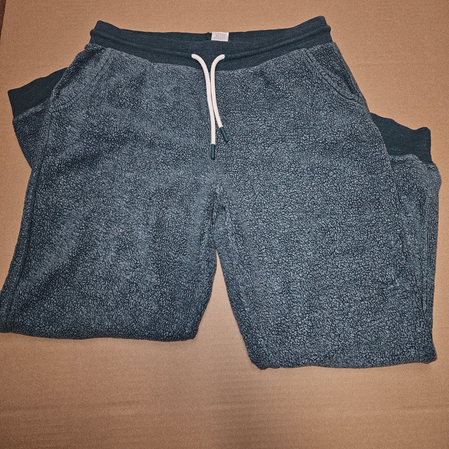 Member's Mark Astro Teal Reverse Fleece Jogger Pants Men's Size L Soft Sherpa Cuffed