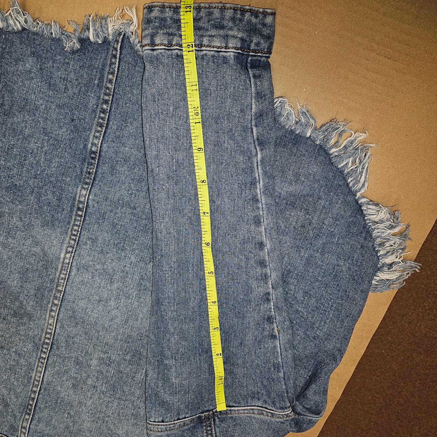 BBJ Los Angeles Denim Jacket Women's XL Blue High Low Frayed Hem Crop Shacket