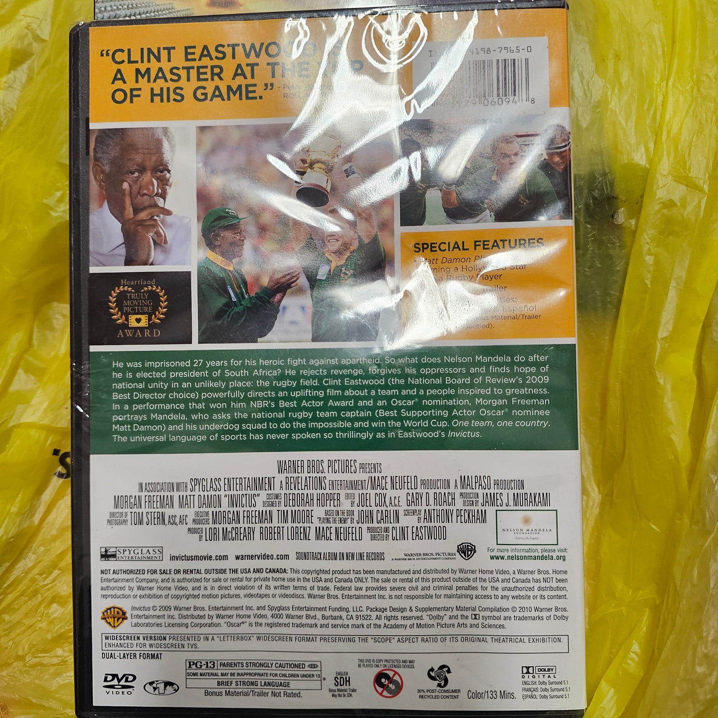 Invictus DVD Morgan Freeman Matt Damon Clint Eastwood Brand New Factory Sealed