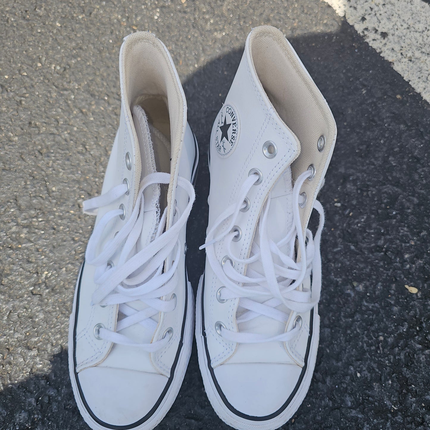Converse Chuck Taylor All Star Lift High Platform White Leather Sneakers Women's Size 6 (561676C)