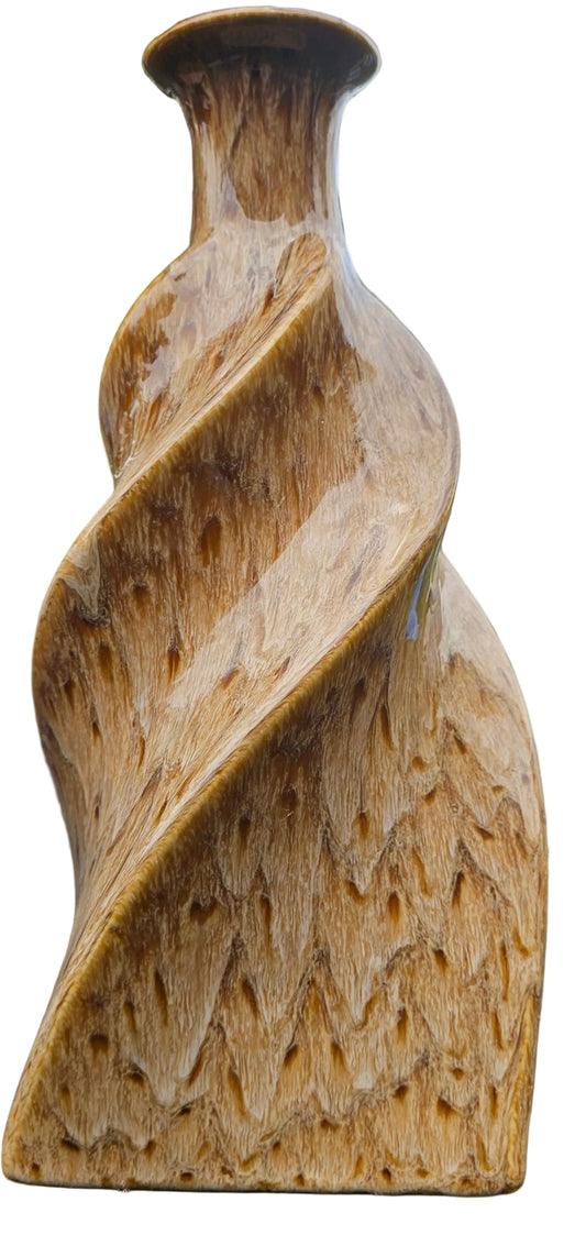 Modern Sculptural Swirl Drip Glaze Ceramic Vase