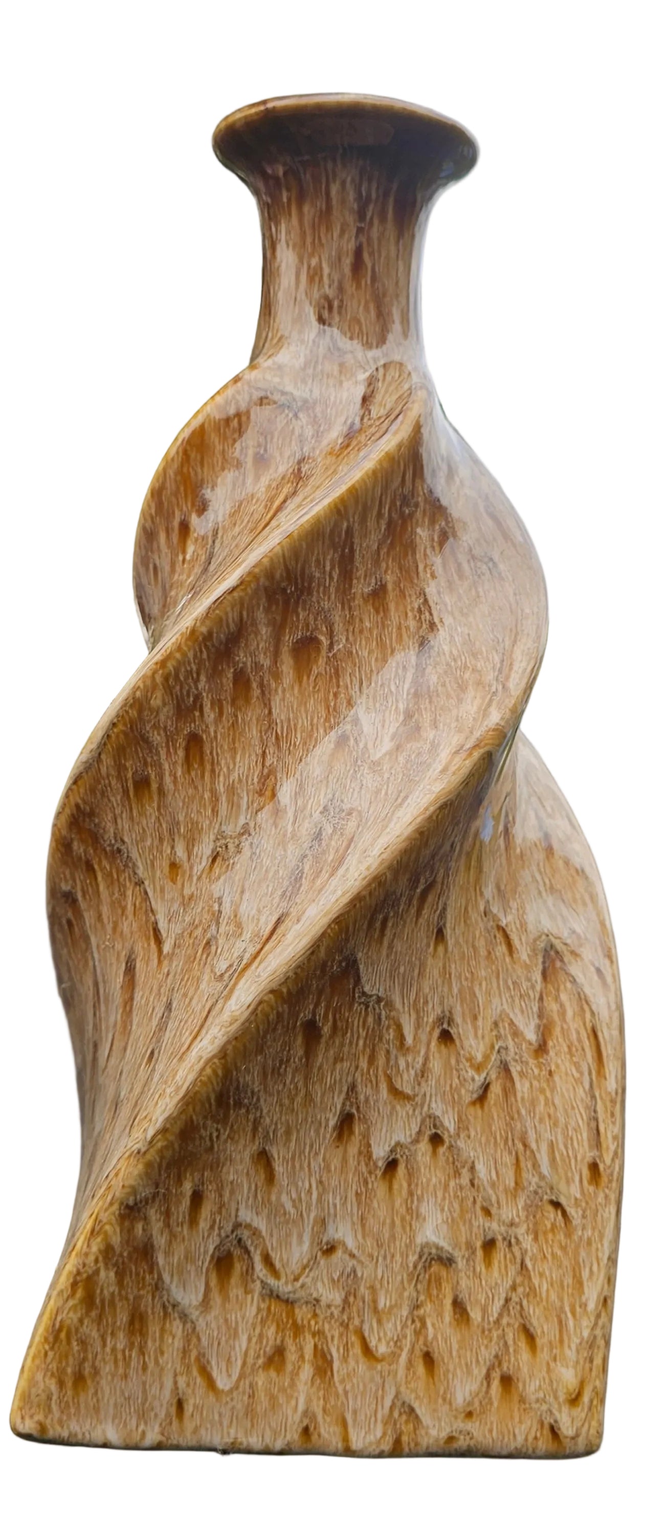 Modern Sculptural Swirl Drip Glaze Ceramic Vase