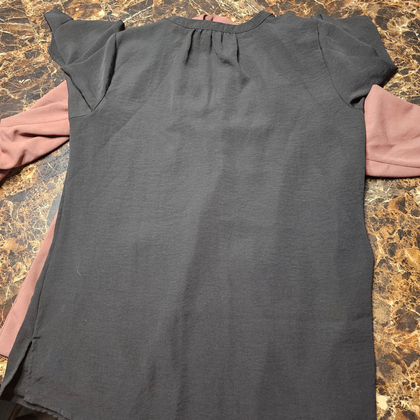 Maurices Women's Solid Black V-Neck Tunic Top with Flared Ruffle Sleeves, Size Medium