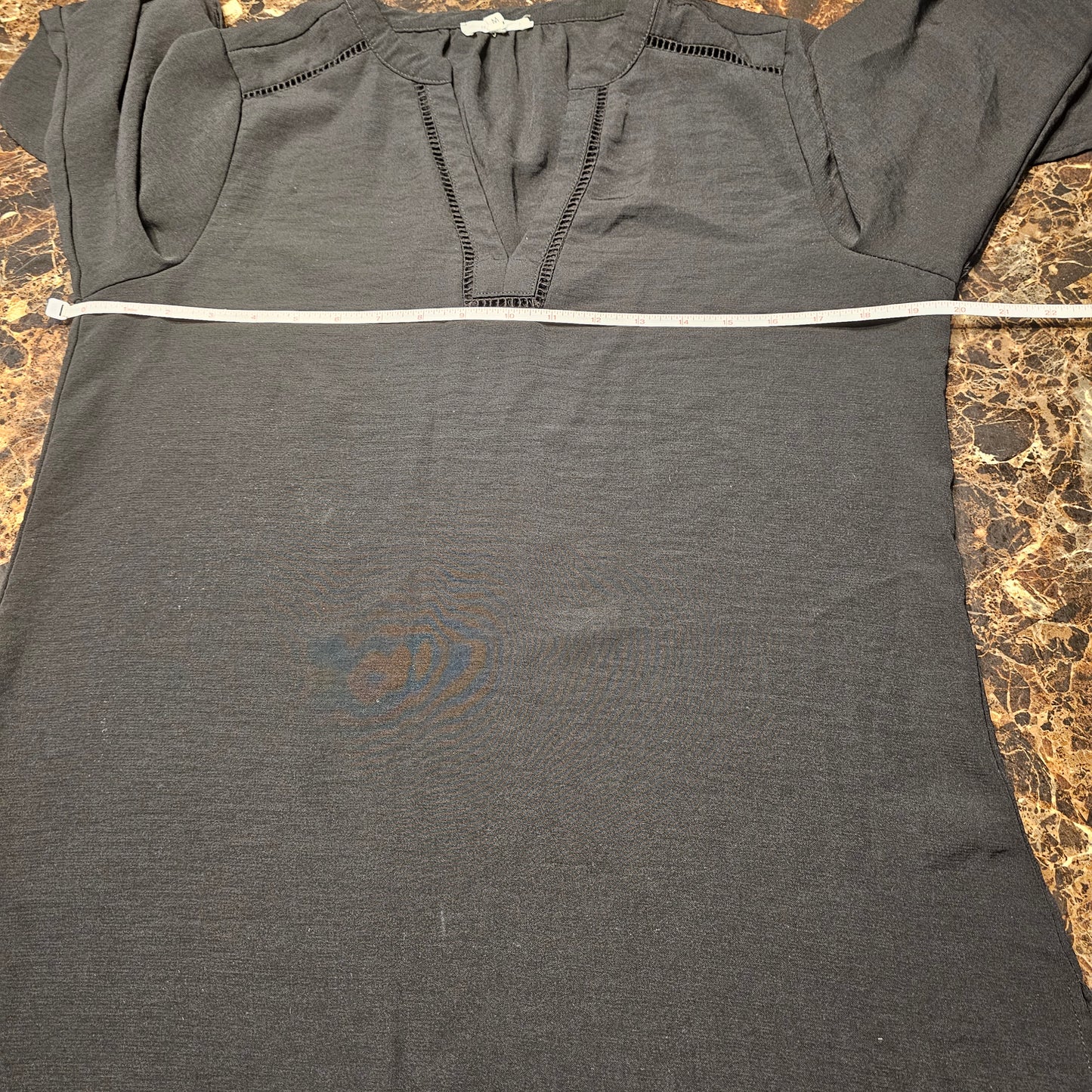 Maurices Women's Solid Black V-Neck Tunic Top with Flared Ruffle Sleeves, Size Medium