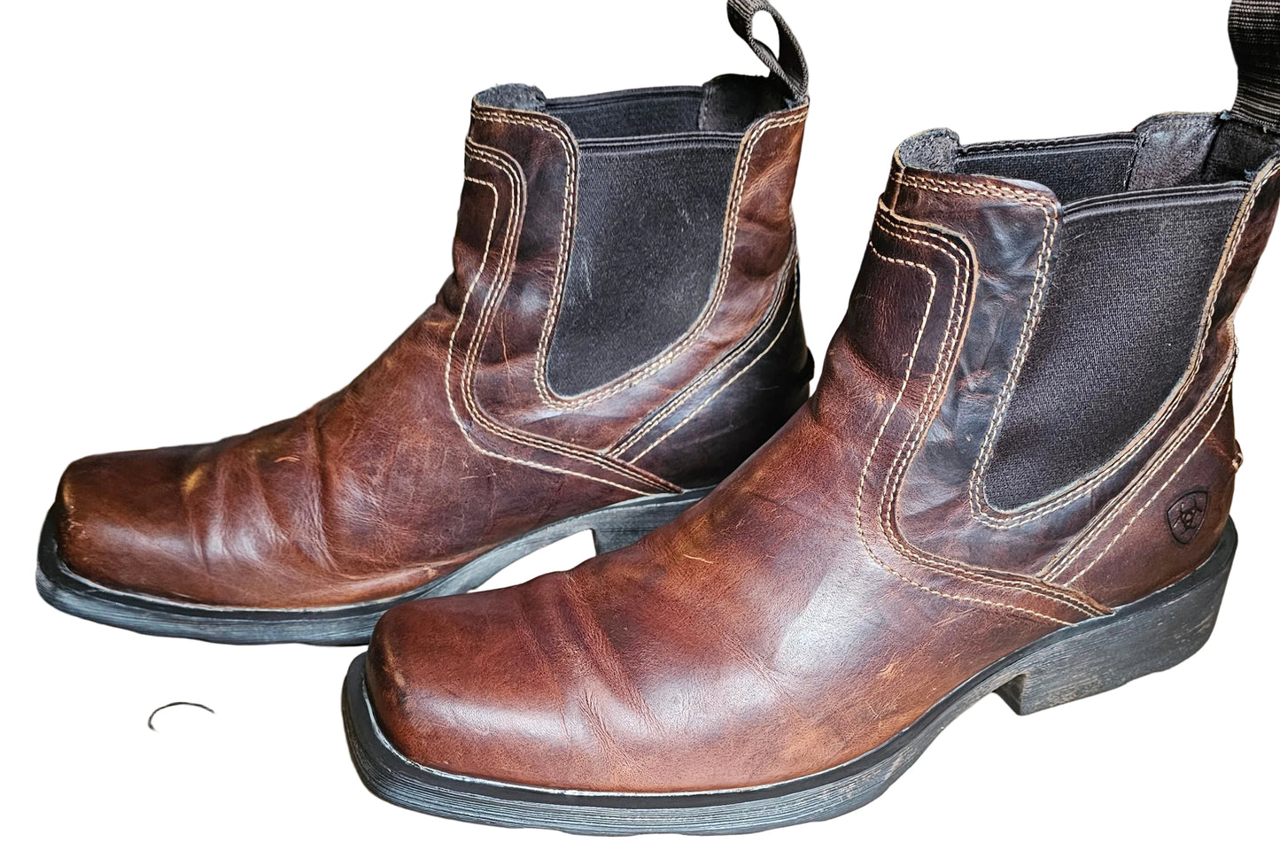 Ariat Men's 10.5 D ATS Pro Brown Leather Square Toe Chelsea Boots Style 10019848