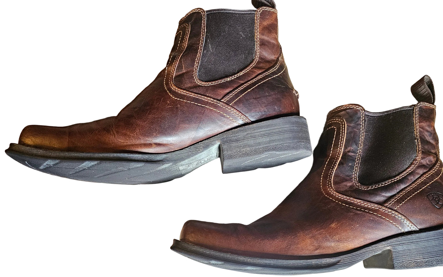 Ariat Men's 10.5 D ATS Pro Brown Leather Square Toe Chelsea Boots Style 10019848