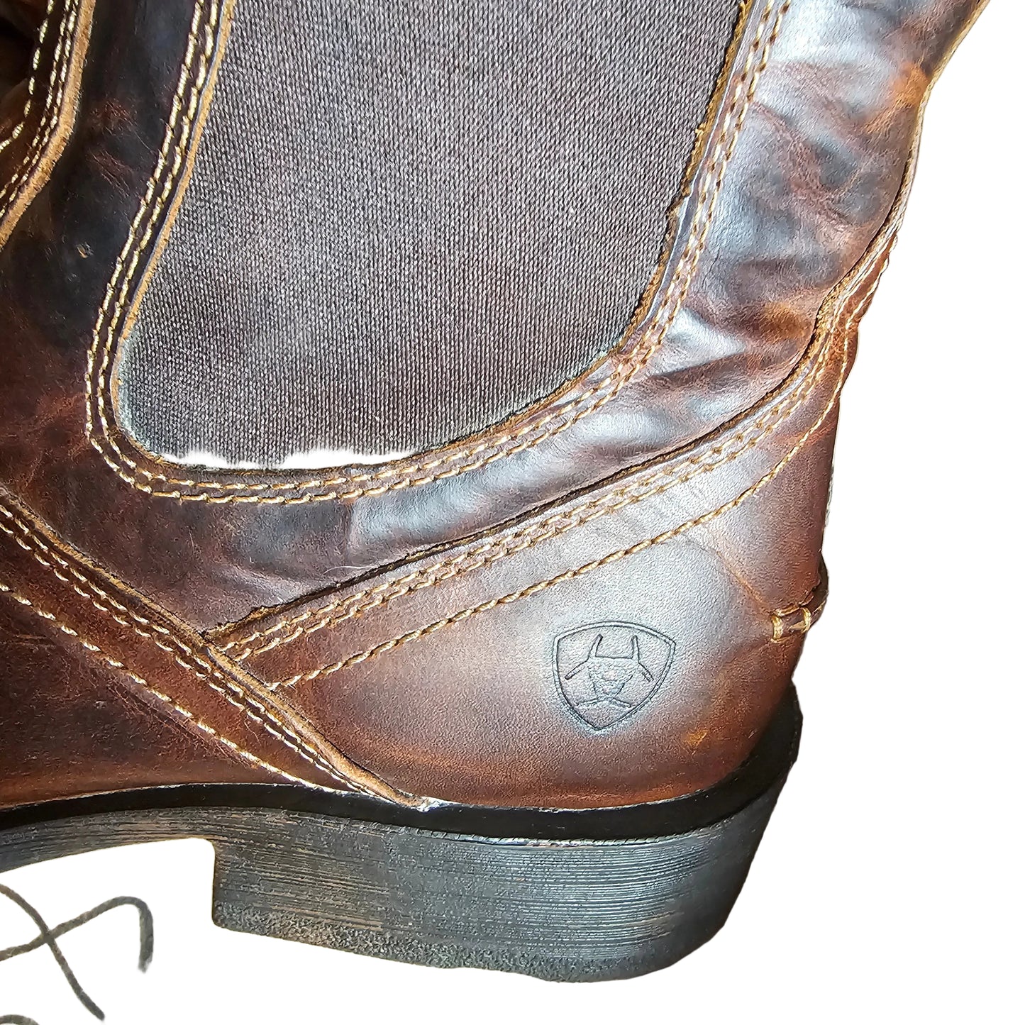 Ariat Men's 10.5 D ATS Pro Brown Leather Square Toe Chelsea Boots Style 10019848