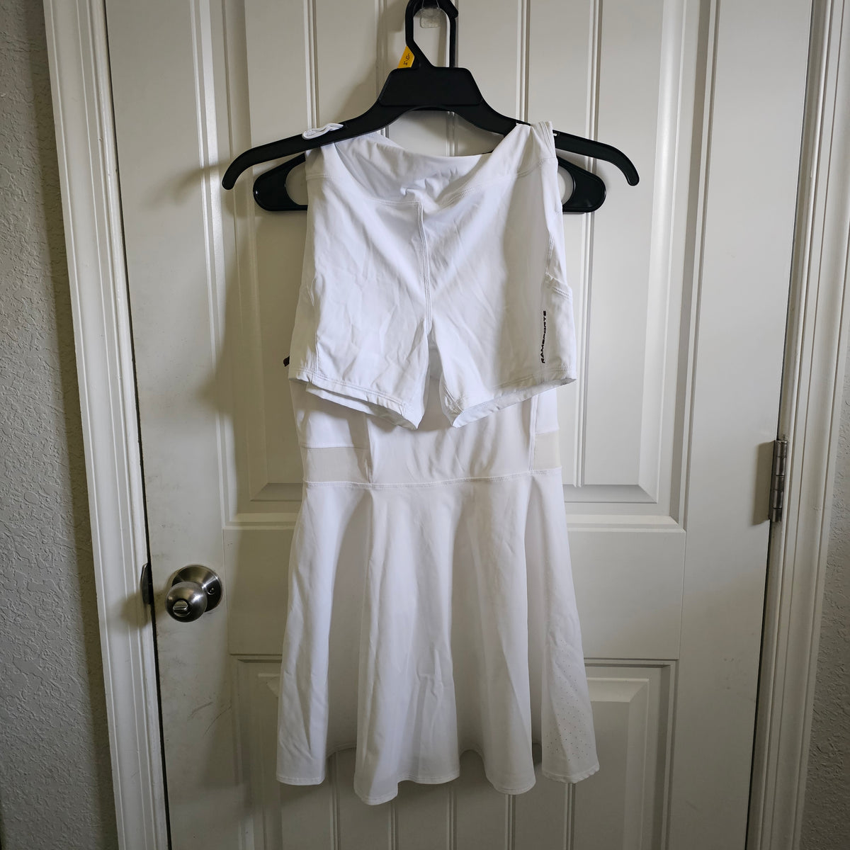 Ramsports Racer Flare Dress | White & Brown Tennis Pickleball Dress activewear size M