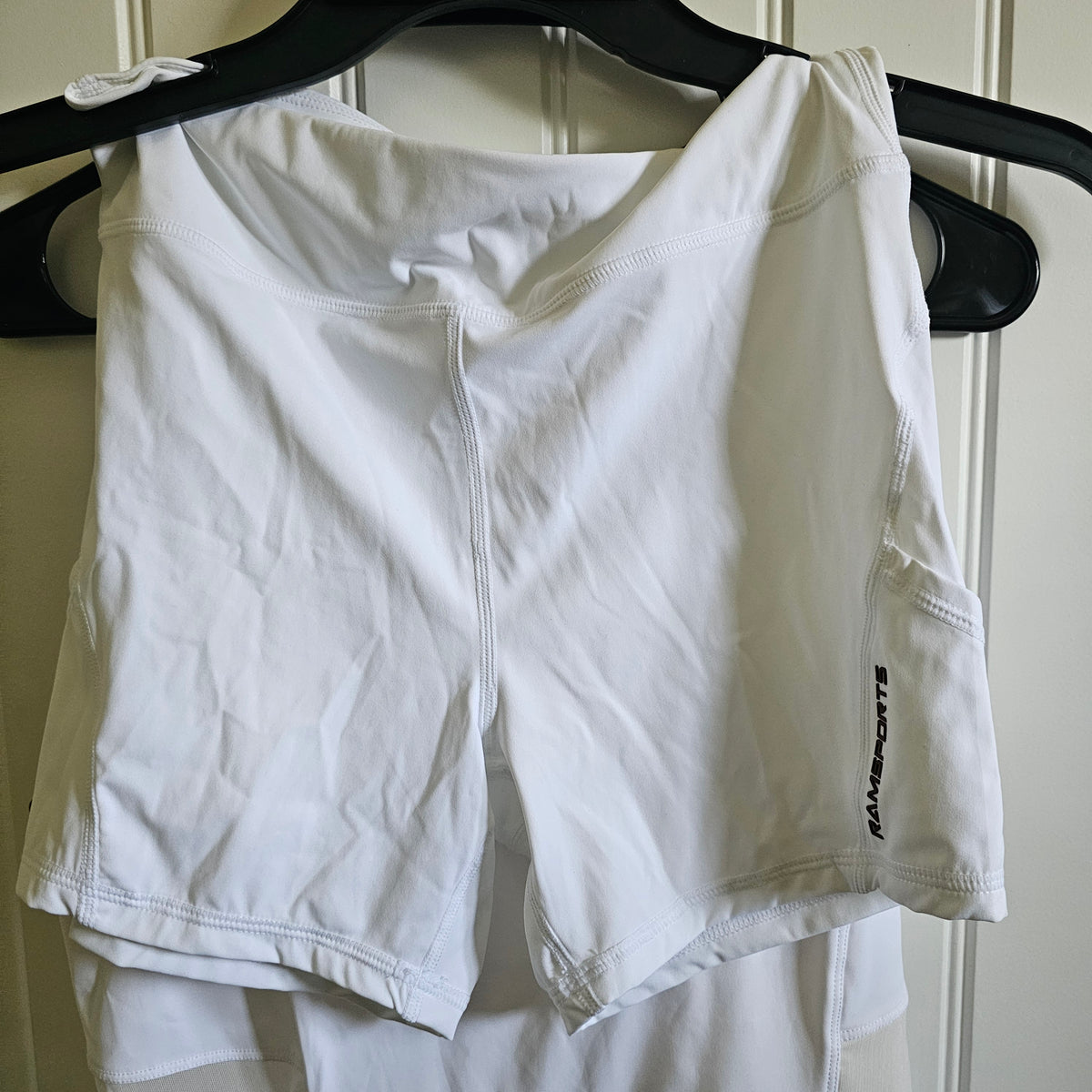 Ramsports Racer Flare Dress | White & Brown Tennis Pickleball Dress activewear size M