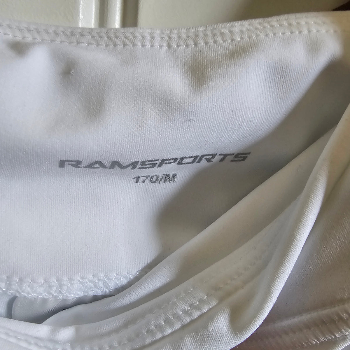 Ramsports Racer Flare Dress | White & Brown Tennis Pickleball Dress activewear size M