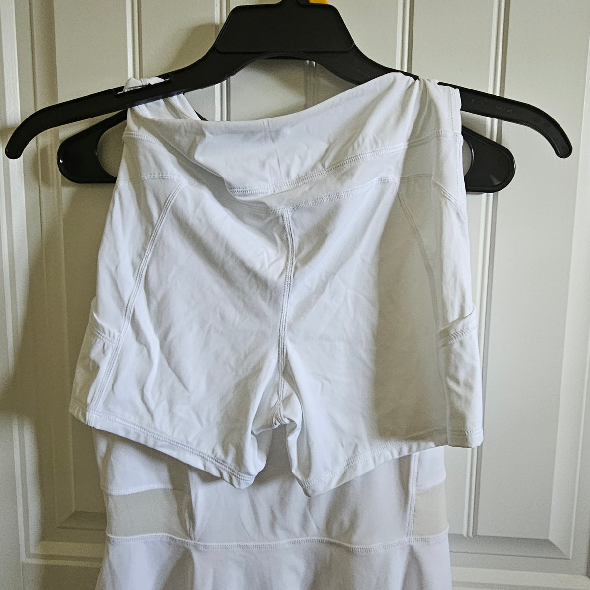Ramsports Racer Flare Dress | White & Brown Tennis Pickleball Dress activewear size M