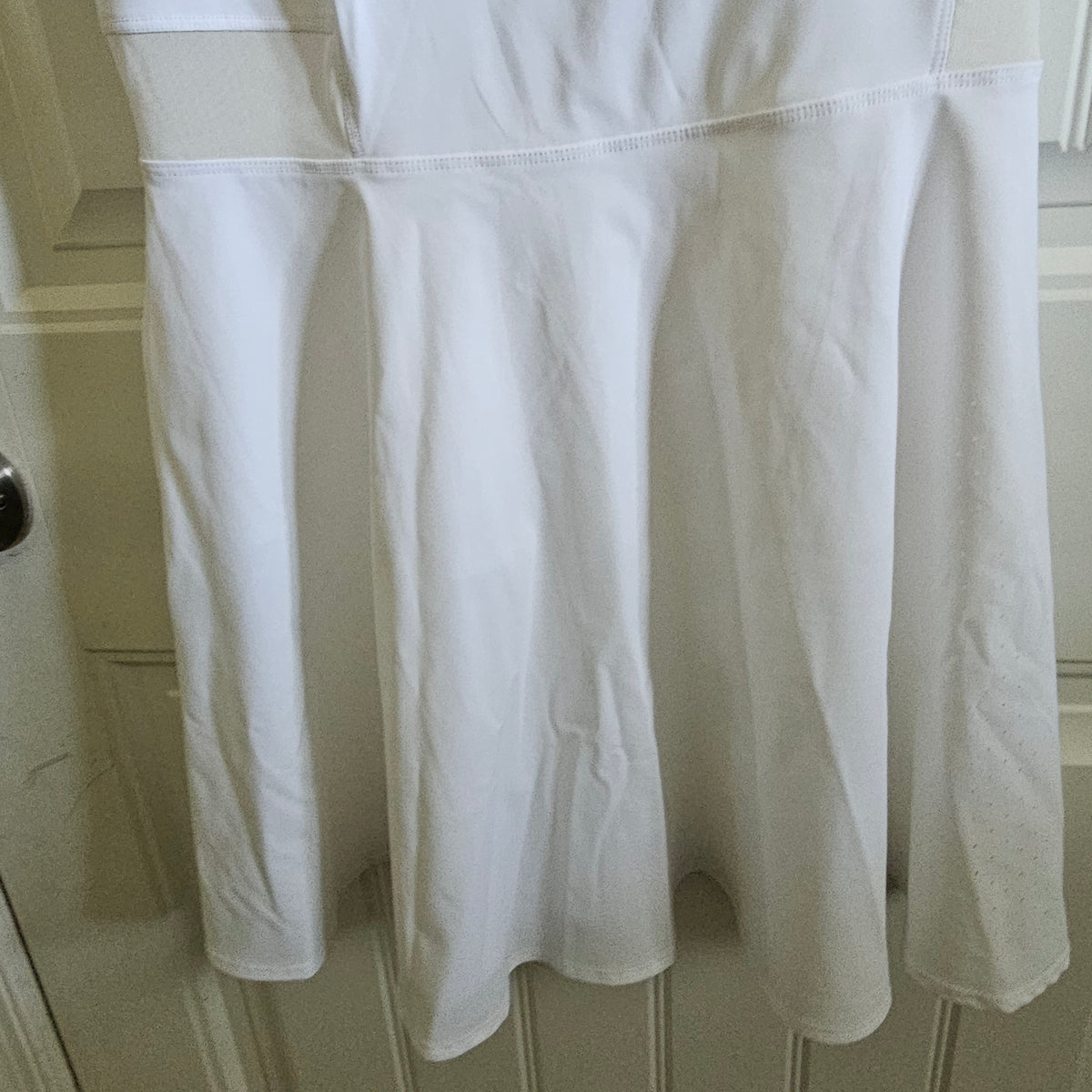 Ramsports Racer Flare Dress | White & Brown Tennis Pickleball Dress activewear size M