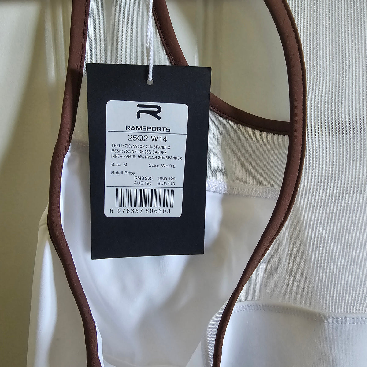 Ramsports Racer Flare Dress | White & Brown Tennis Pickleball Dress activewear size M
