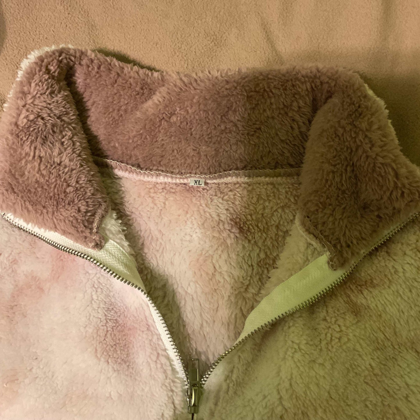 Women’s Cozy Color Block Sherpa Quarter-Zip Pullover – Blush Pink & Mauve Fleece Sweater