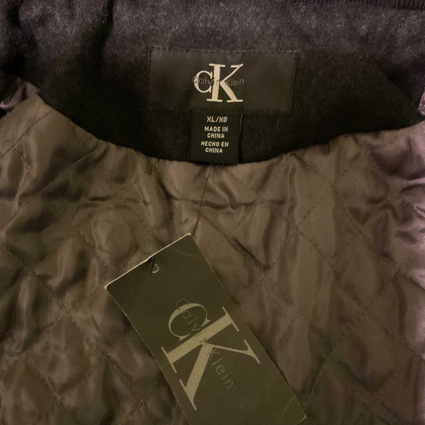 Calvin Klein Black Wool Blend Mens Double Zip Coat Size XL