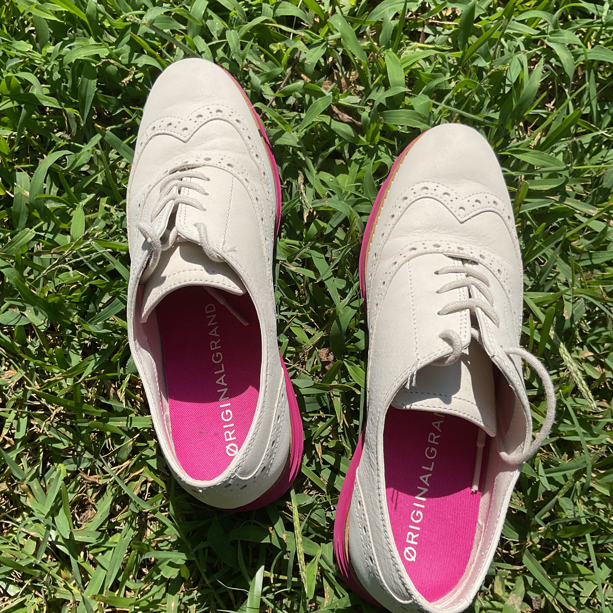 Cole Haan OriginalGrand Women's Wingtip Oxfords Sz 6B Off White Pink W24361