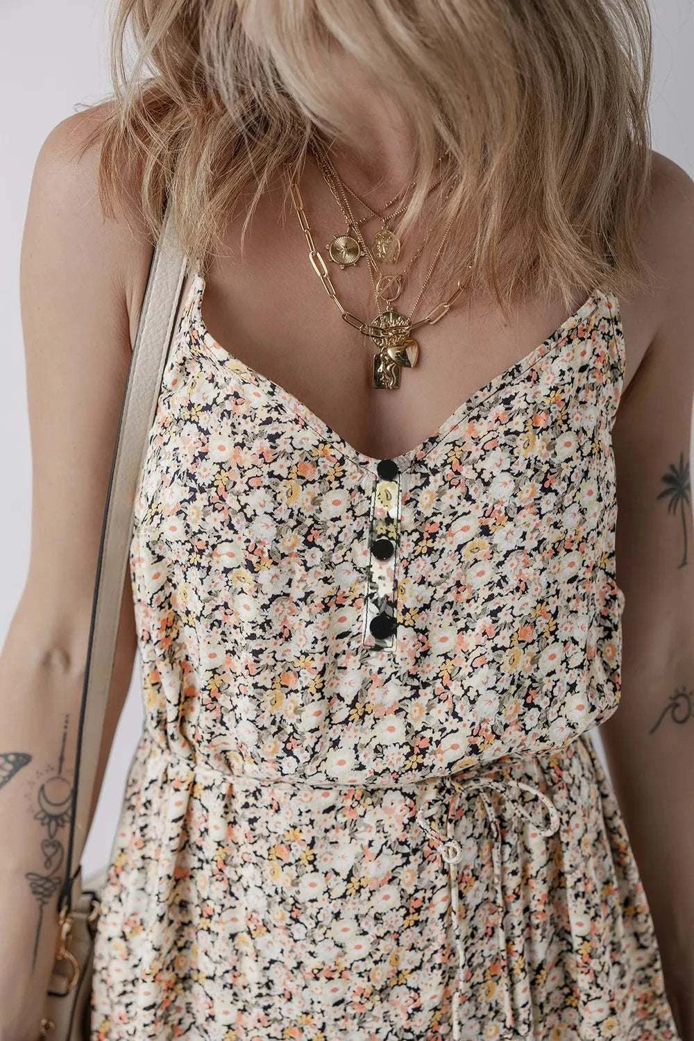 Boho Floral Printed Tie Waist Flared Sundress