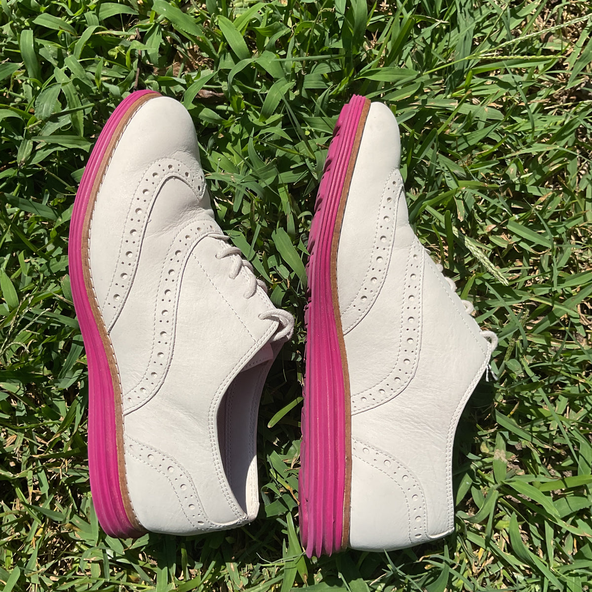 Cole Haan OriginalGrand Women's Wingtip Oxfords Sz 6B Off White Pink W24361