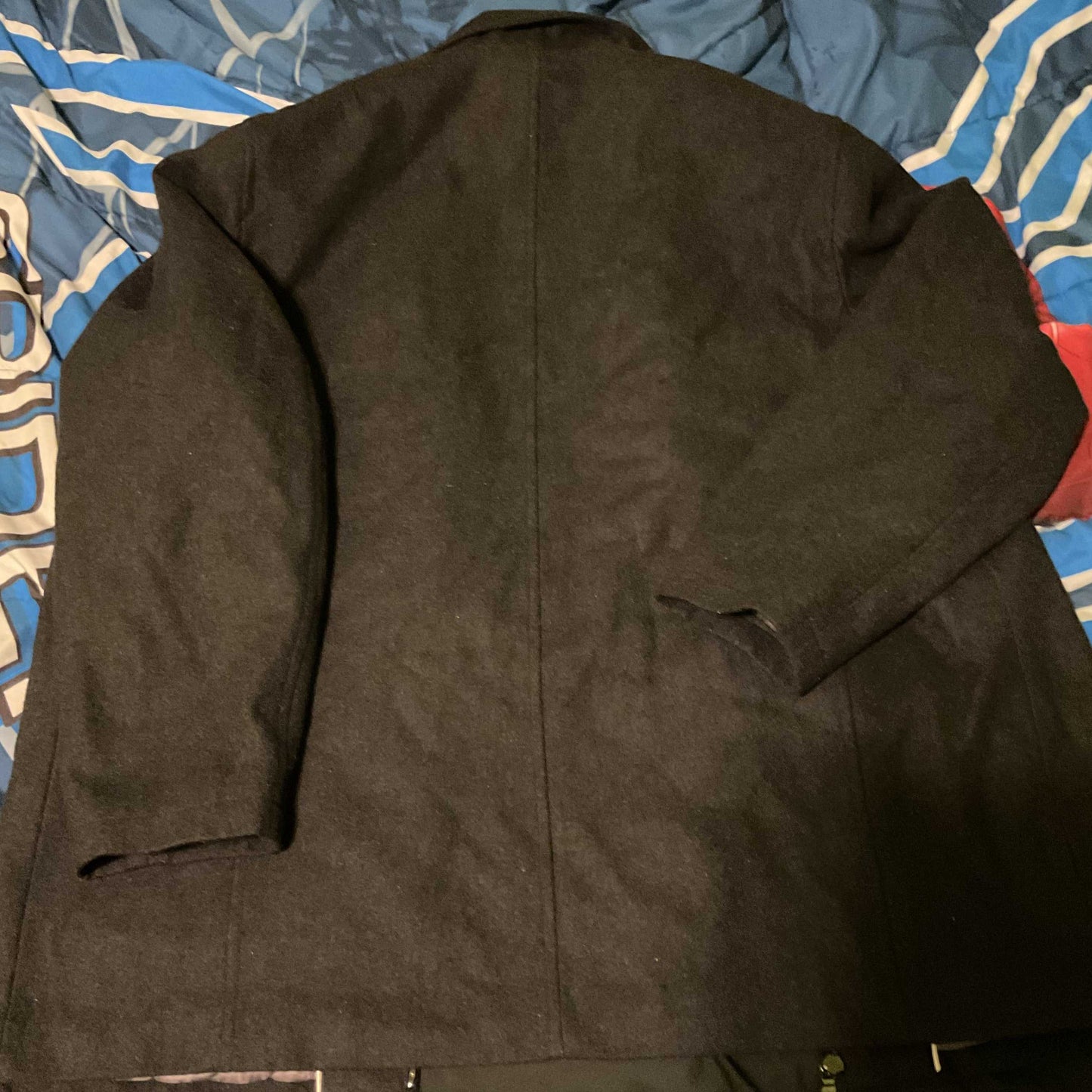 Calvin Klein Black Wool Blend Mens Double Zip Coat Size XL